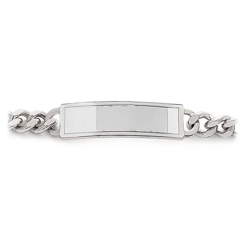 Men's ID Radius Cut Bracelet with Polished Framed Plaque - Image 4