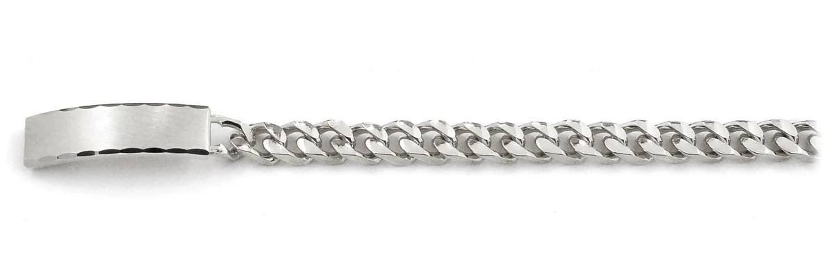 Men's ID Bracelet with Faceted Edge Brushed Plaque - Image 3