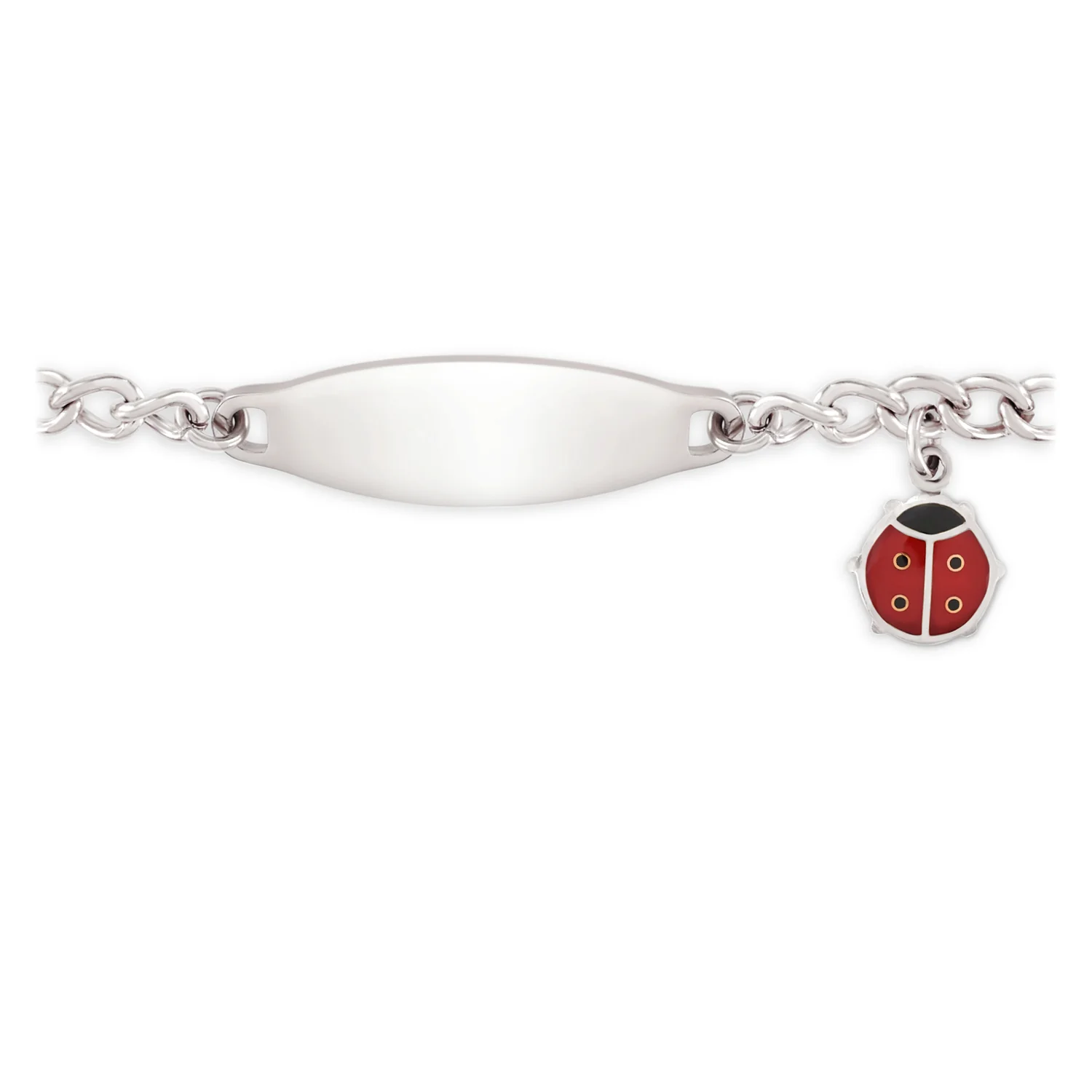 My First ID Bracelet with Plaque and Lady Bug Charm Silver & Gold Tone - Image 2