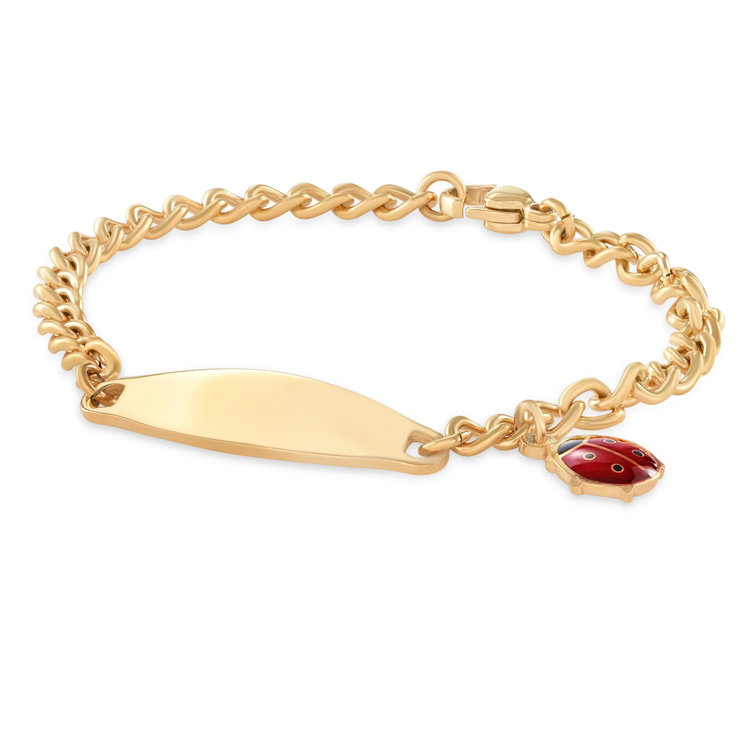 My First ID Bracelet with Plaque and Lady Bug Charm Silver & Gold Tone - Image 3