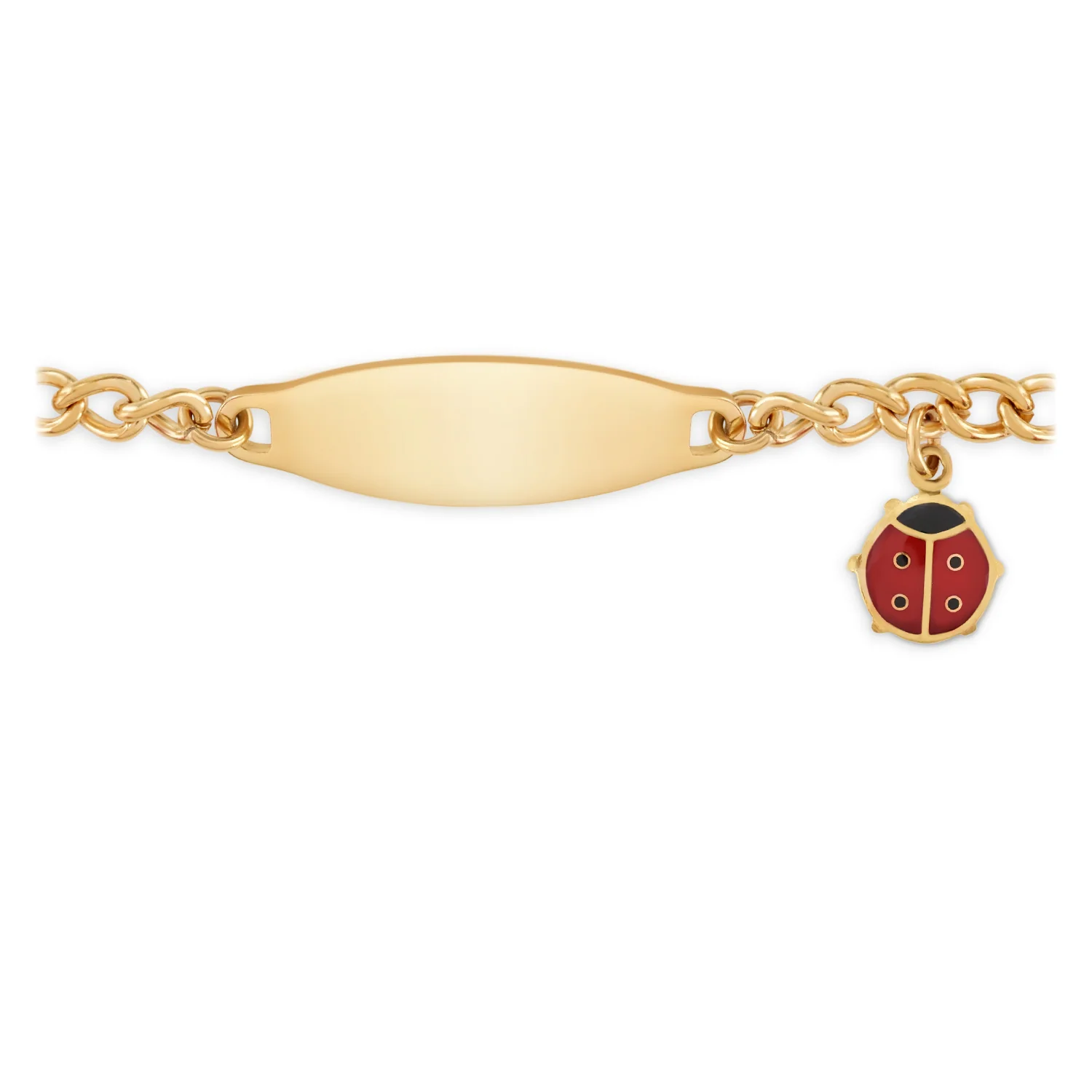 My First ID Bracelet with Plaque and Lady Bug Charm Silver & Gold Tone - Image 4