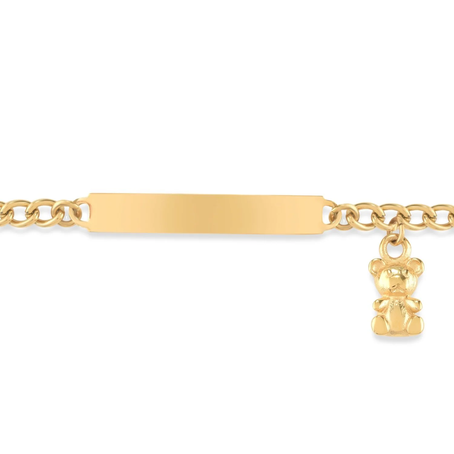 My First ID Bracelet with Plaque and Teddy Bear Charm Silver & Gold Tone - Image 2