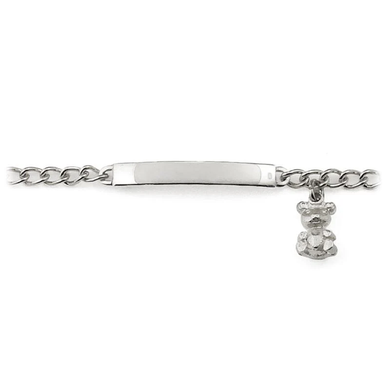 My First ID Bracelet with Plaque and Teddy Bear Charm Silver & Gold Tone - Image 4