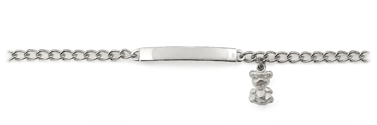 My First ID Bracelet with Plaque and Teddy Bear Charm Silver & Gold Tone - Image 6