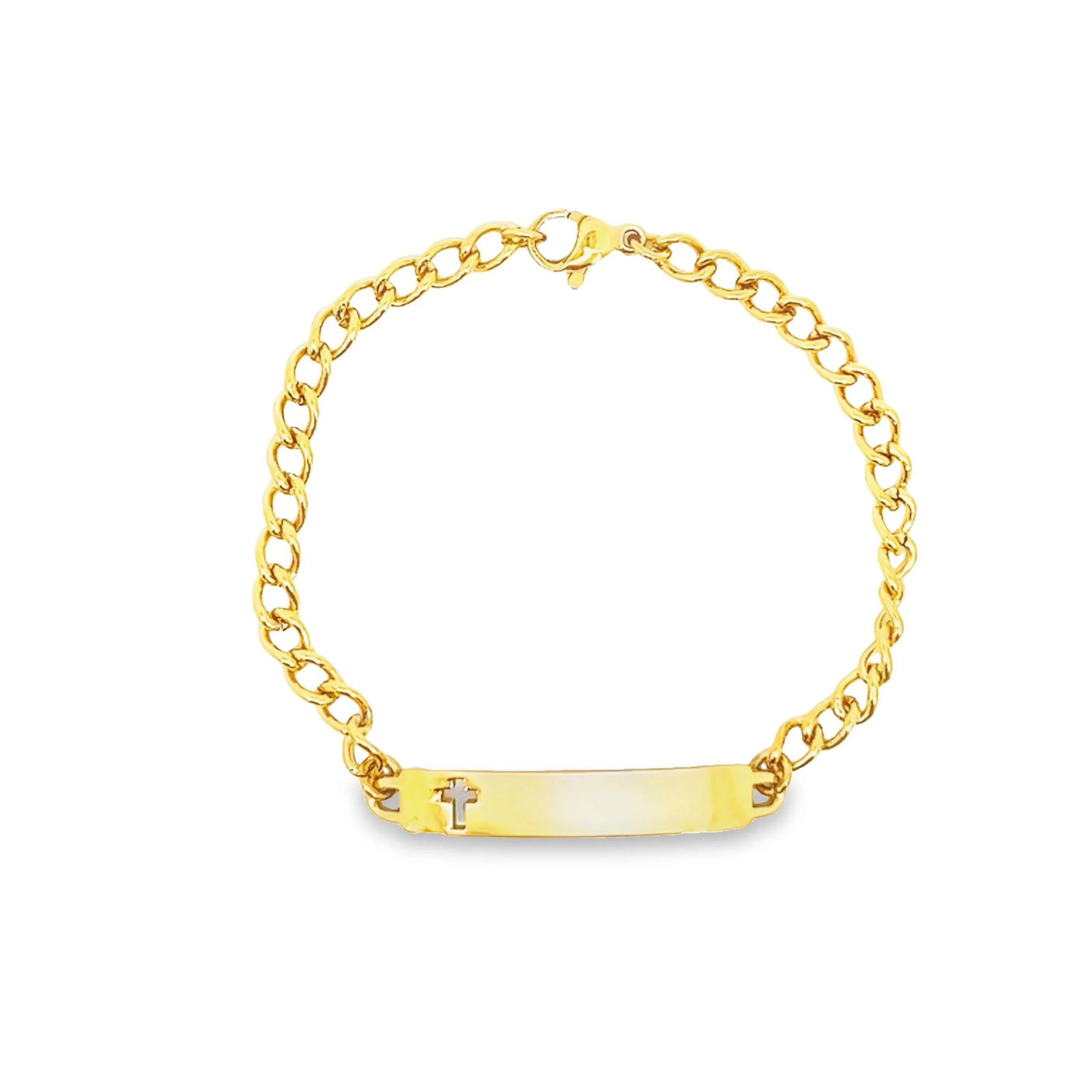Children’s ID Bracelet with Cut Out Cross Plaque - Image 4