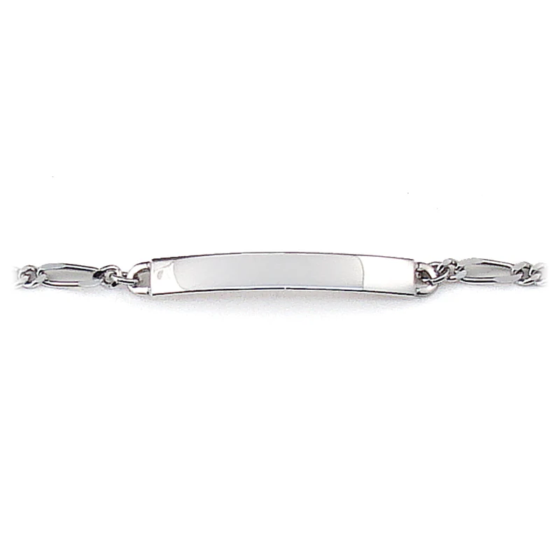 Ladies’ ID Figaro Bracelet with Polished Plaque - Image 3