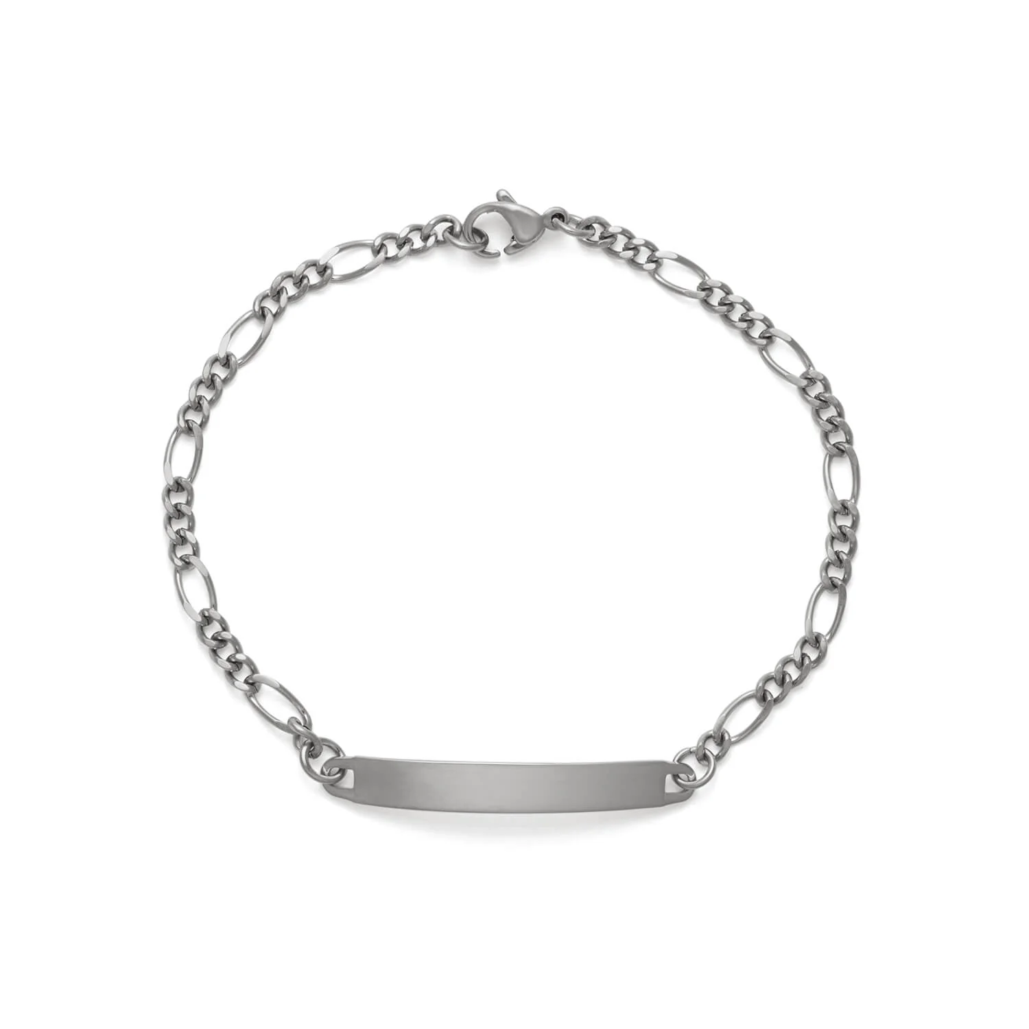 Ladies’ ID Figaro Bracelet with Polished Plaque - Image 4