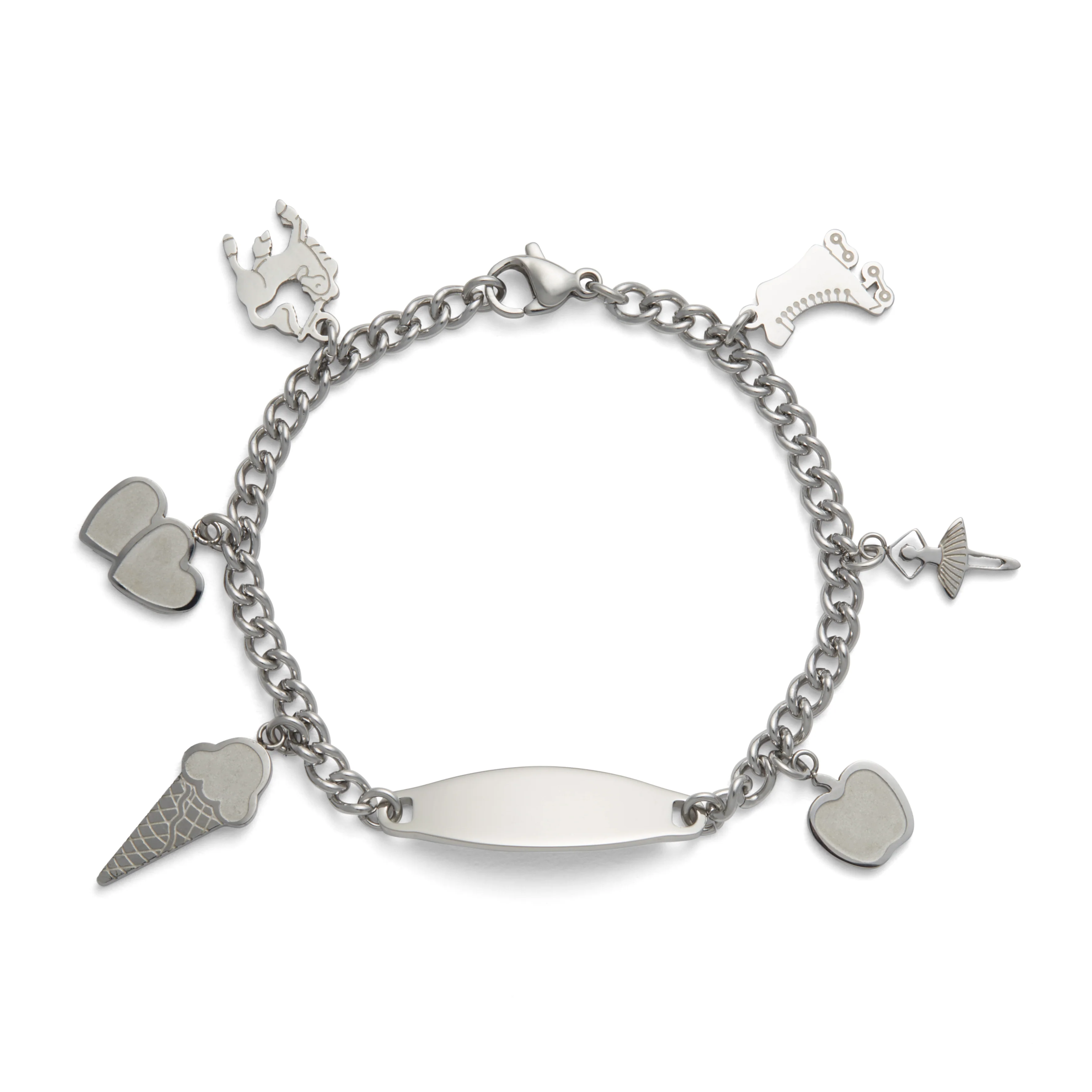 Children’s ID Bracelet with Plaque and Girl's Charms - Image 3