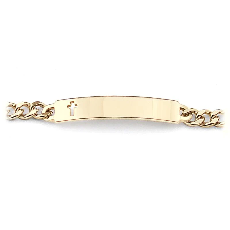 Ladies’ ID Bracelet with Cut Out Cross Plaque Silver or Gold Tone - Image 4