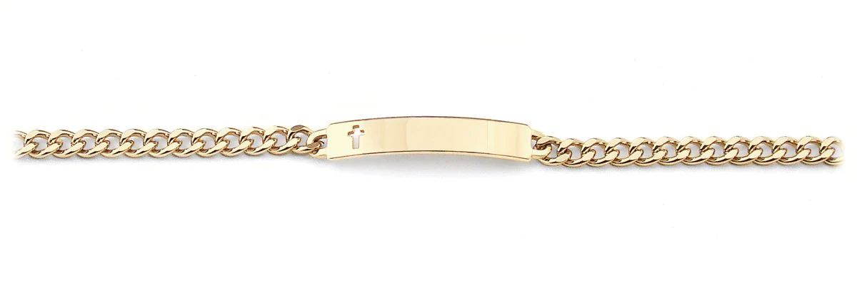 Ladies’ ID Bracelet with Cut Out Cross Plaque Silver or Gold Tone - Image 5