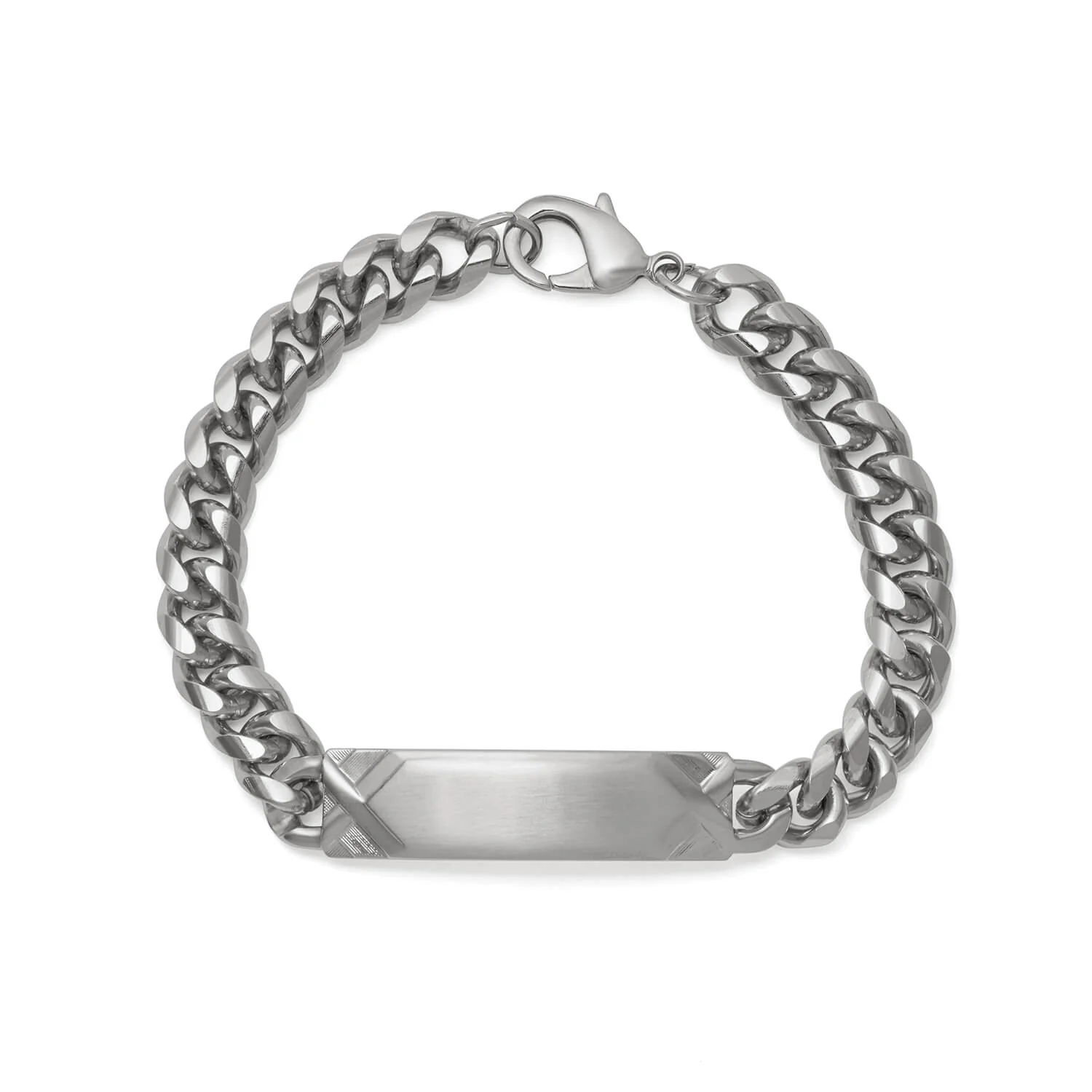 Men's ID Curb Bracelet with Pattern Dual Finish - Image 4