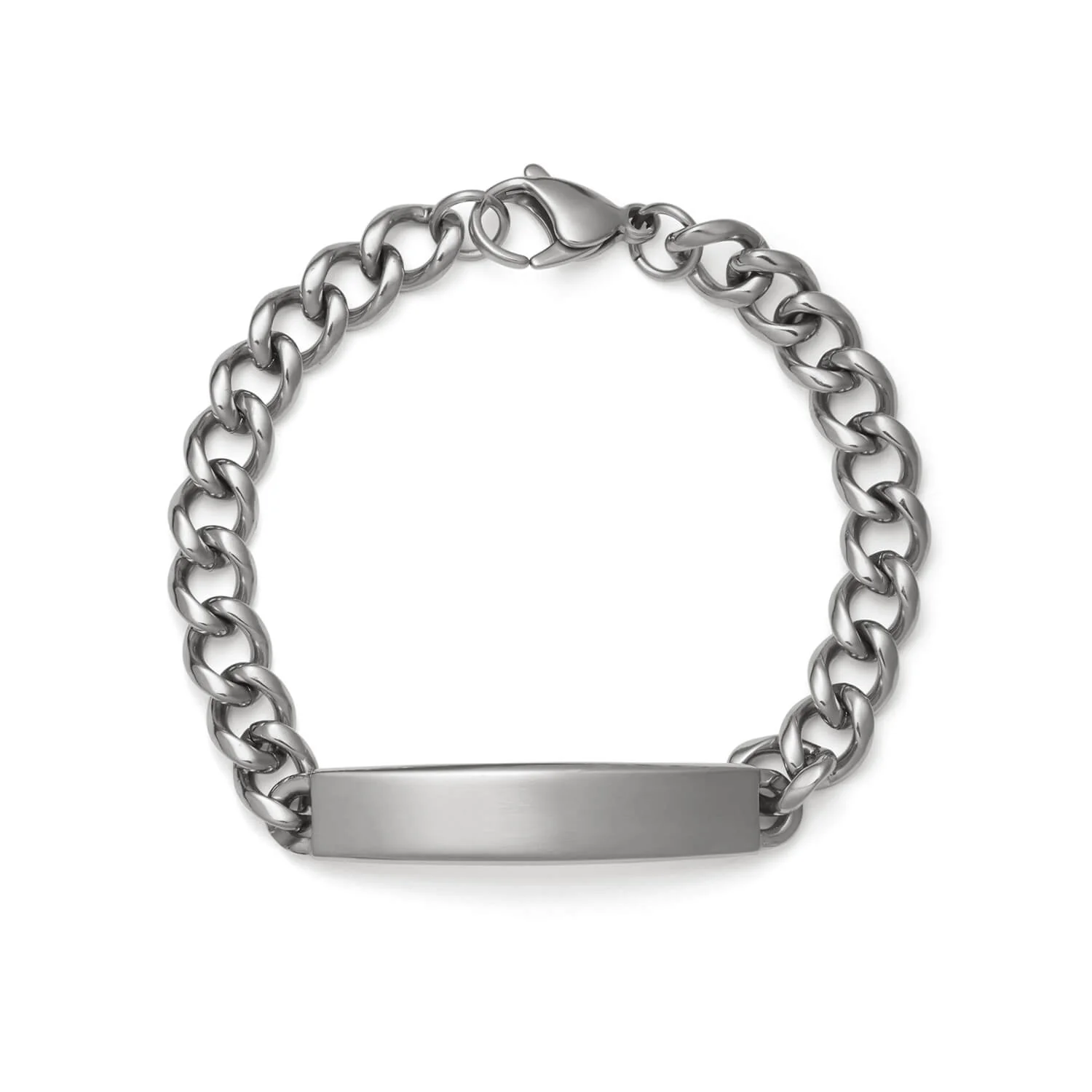 Men's Diamond Cut ID Bracelet with Brushed Finish Plaque - Image 3