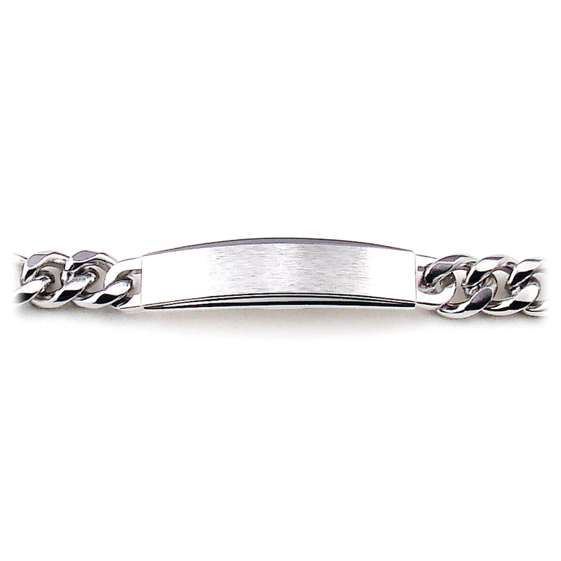 Men's Diamond Cut ID Bracelet with Brushed Finish Plaque - Image 4
