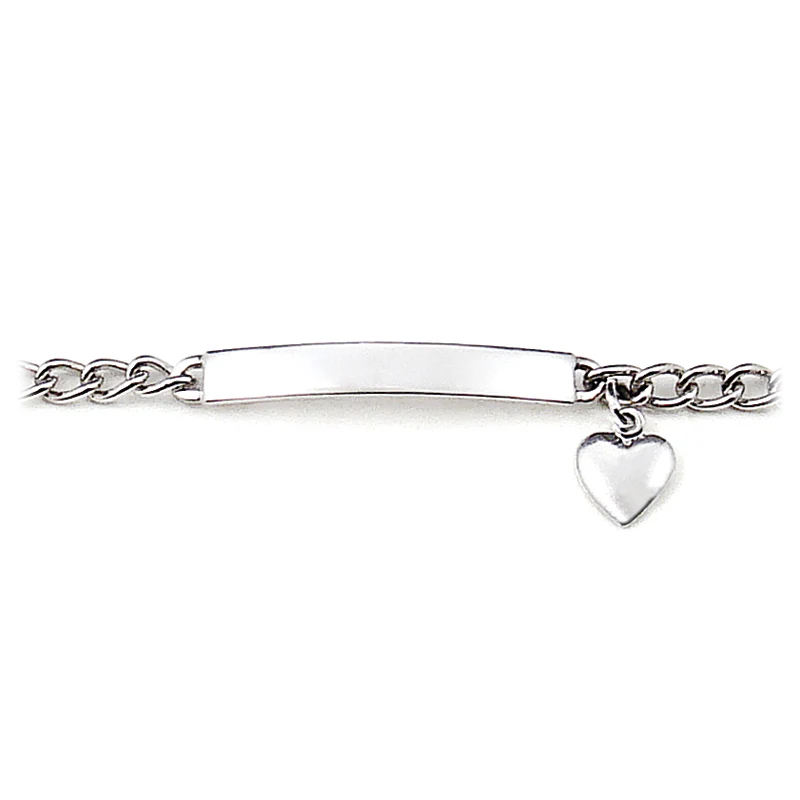 Ladies’ ID Bracelet with Polished Plaque and Heart Charm - Image 3