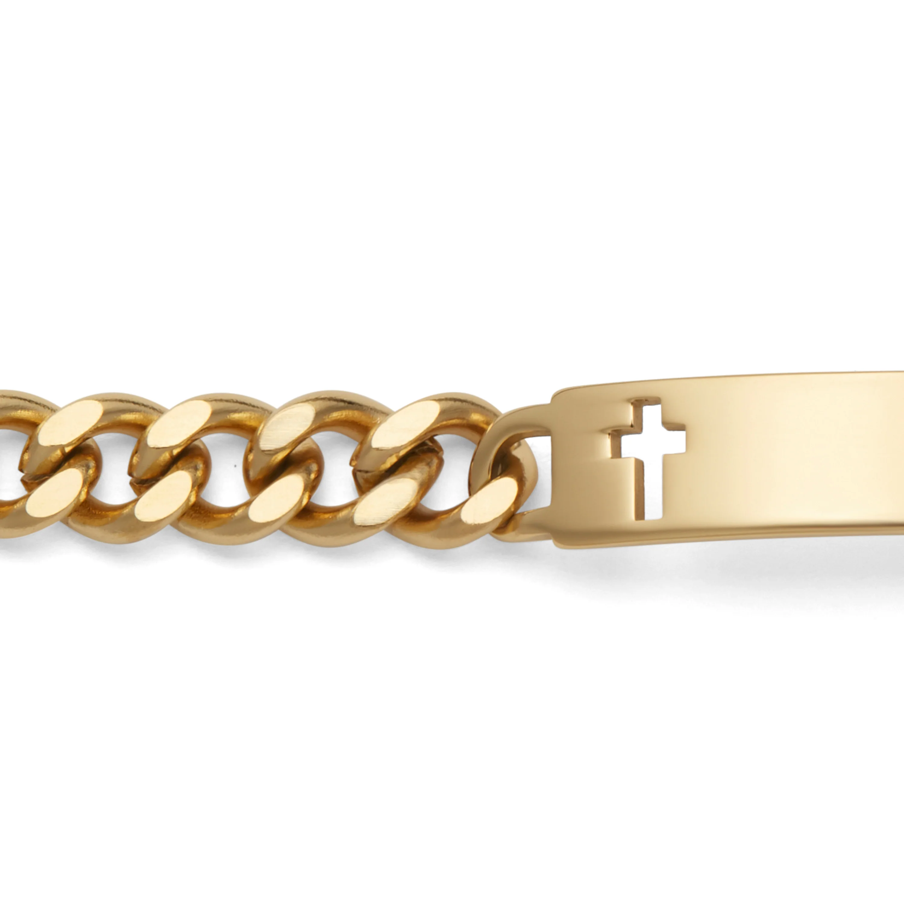 Men's ID Bracelet with Polished Plaque with Cross - Image 3