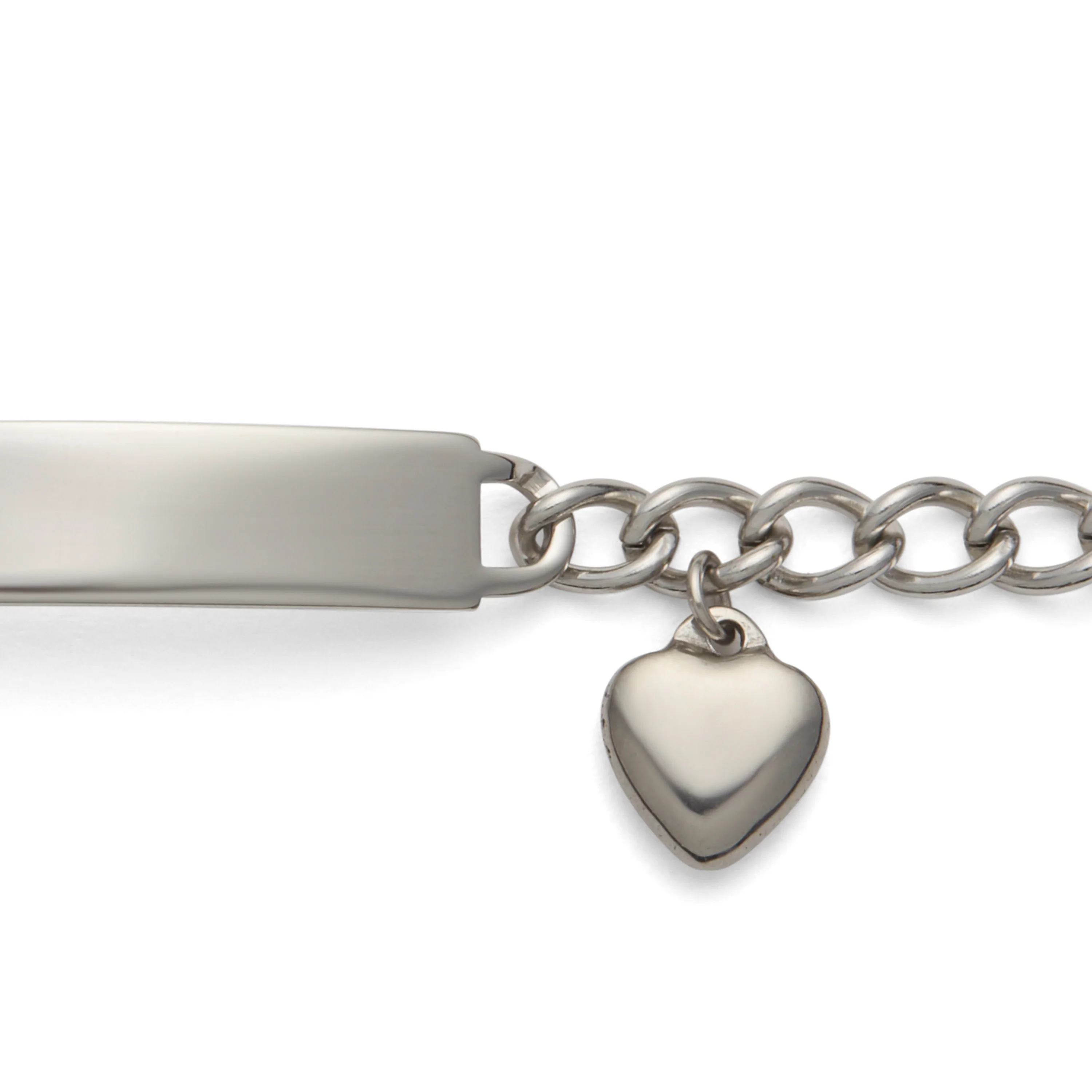 Ladies’ ID Bracelet with Heart Cut Out Plaque and Heart Charm - Image 4