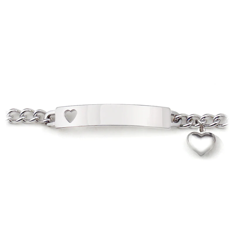 Ladies’ ID Bracelet with Heart Cut Out Plaque and Heart Charm - Image 5