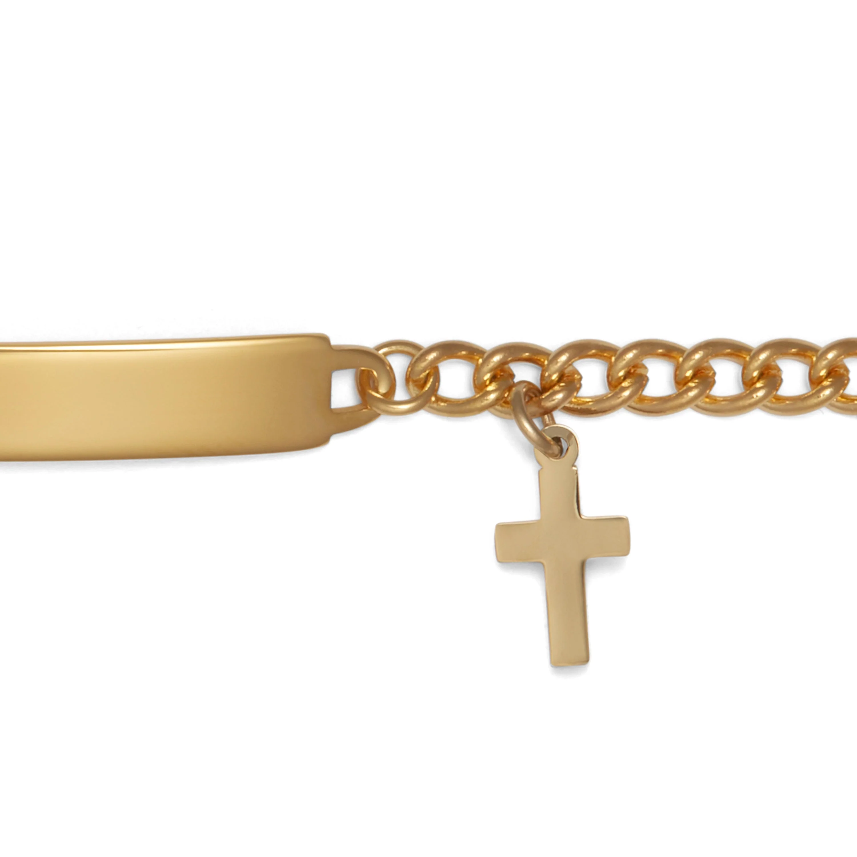 Childrens ID Bracelet with Plaque and Cross Charm - Image 3