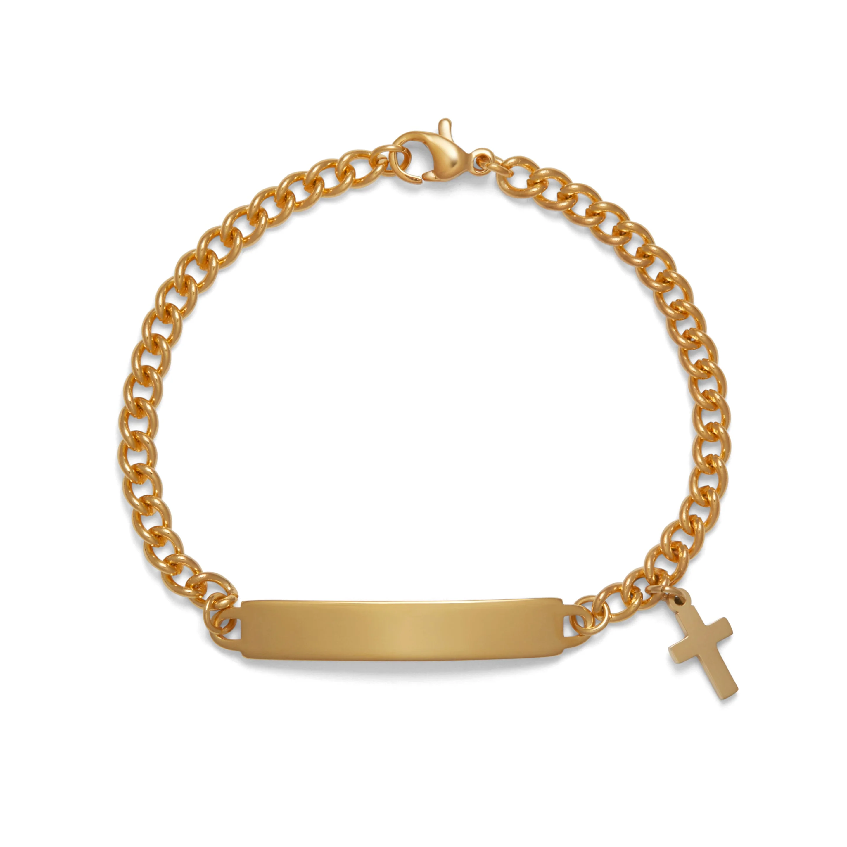 Childrens ID Bracelet with Plaque and Cross Charm - Image 4