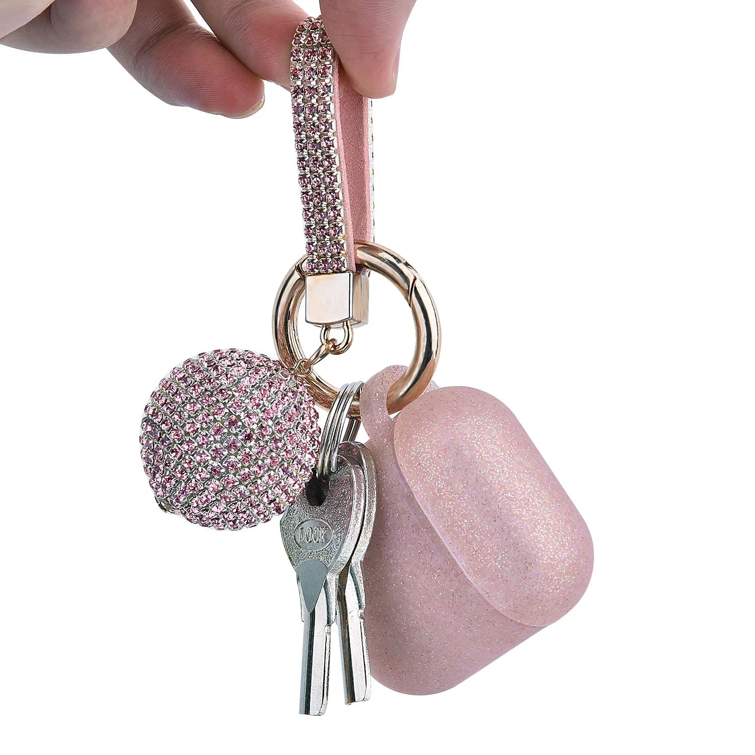 Fashion Case Protector With Decorative Bling Strap and Ball Compatible For Use With Apple AirPods® - Image 13