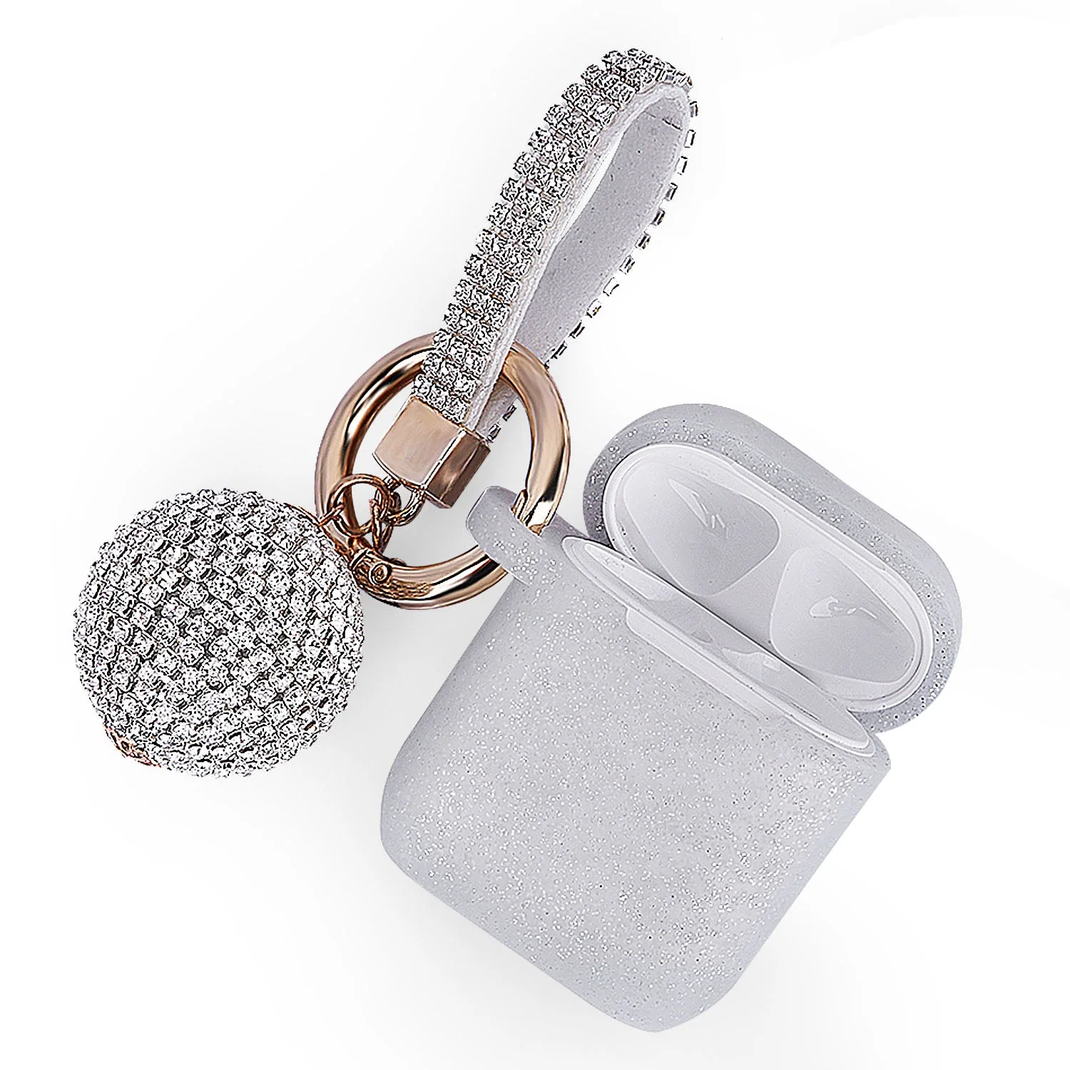 Fashion Case Protector With Decorative Bling Strap and Ball Compatible For Use With Apple AirPods® - Image 17