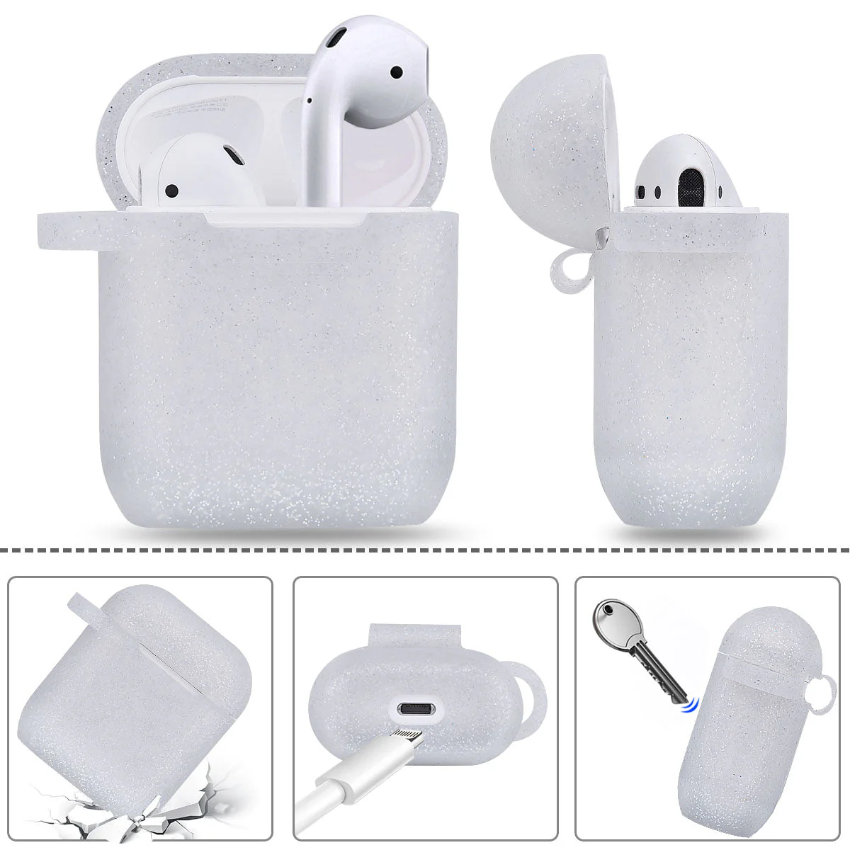Fashion Case Protector With Decorative Bling Strap and Ball Compatible For Use With Apple AirPods® - Image 18