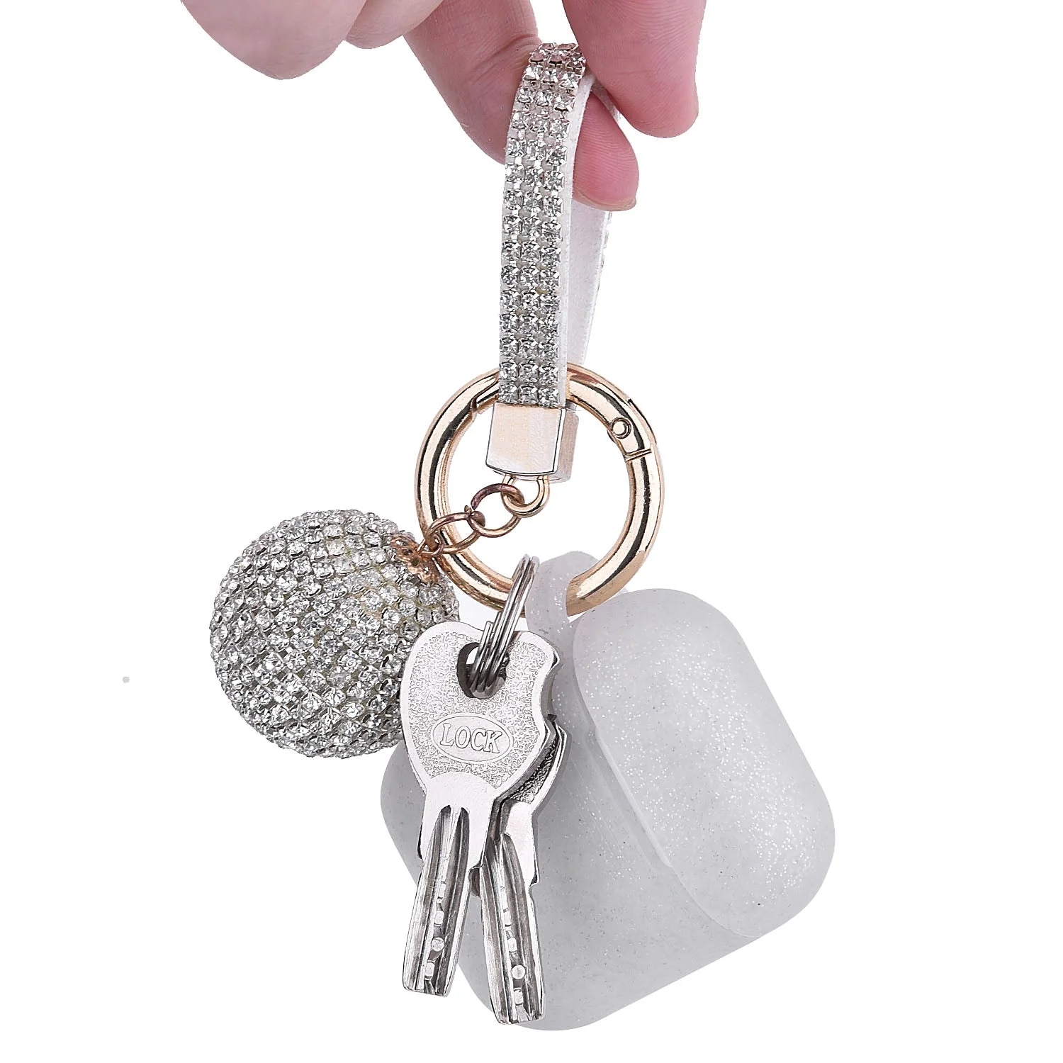 Fashion Case Protector With Decorative Bling Strap and Ball Compatible For Use With Apple AirPods® - Image 19