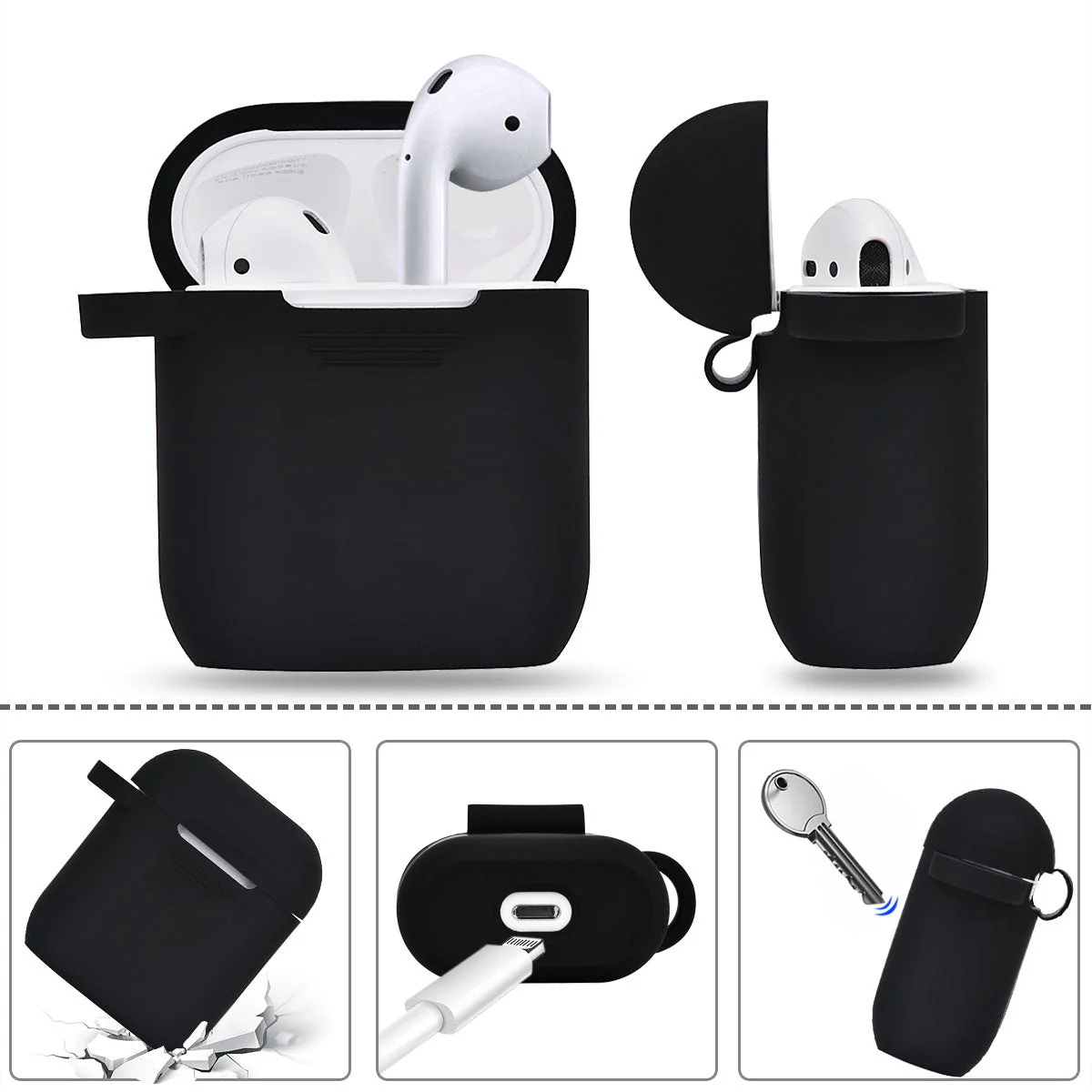 Fashion Case Protector With Decorative Bling Strap and Ball Compatible For Use With Apple AirPods® - Image 3