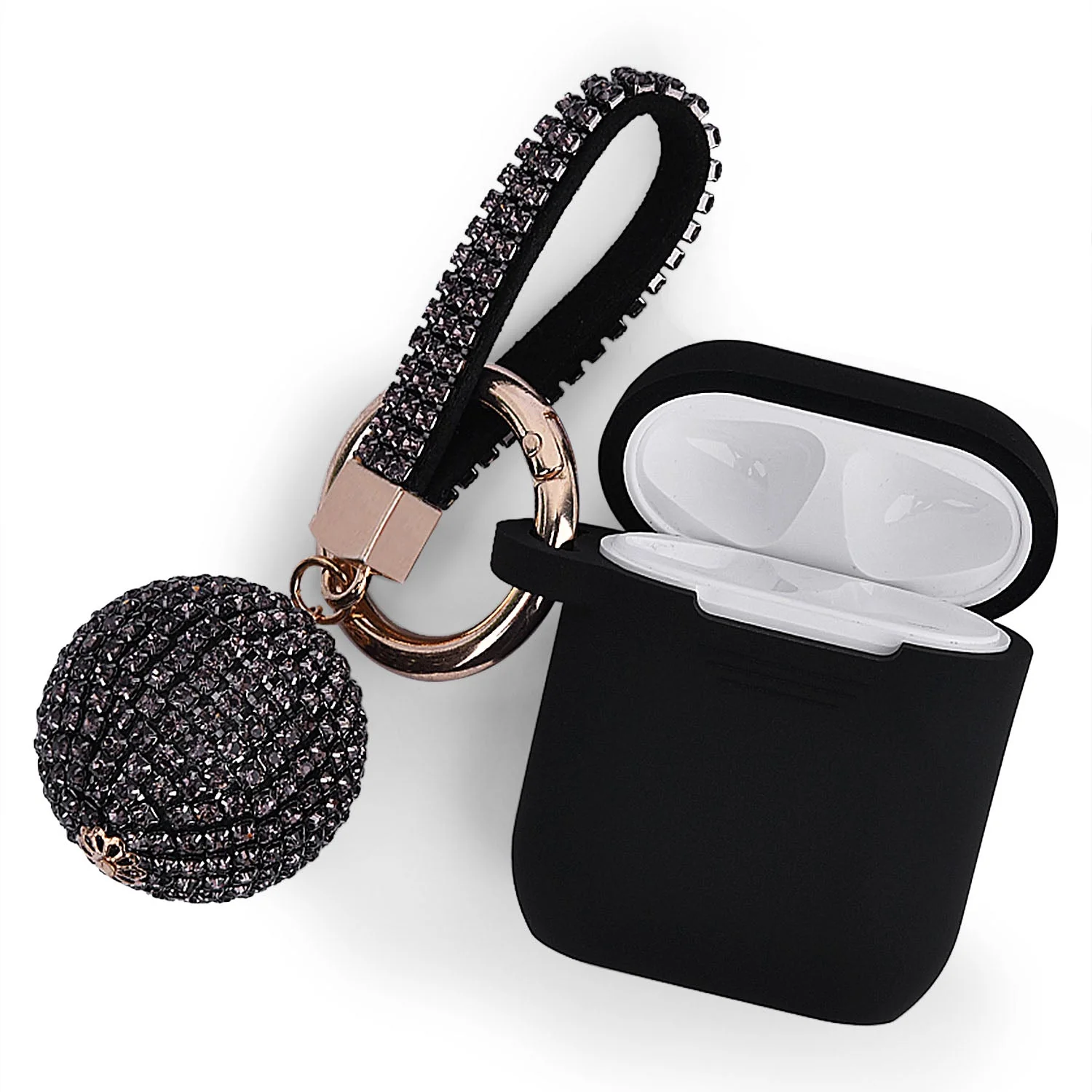 Fashion Case Protector With Decorative Bling Strap and Ball Compatible For Use With Apple AirPods® - Image 5