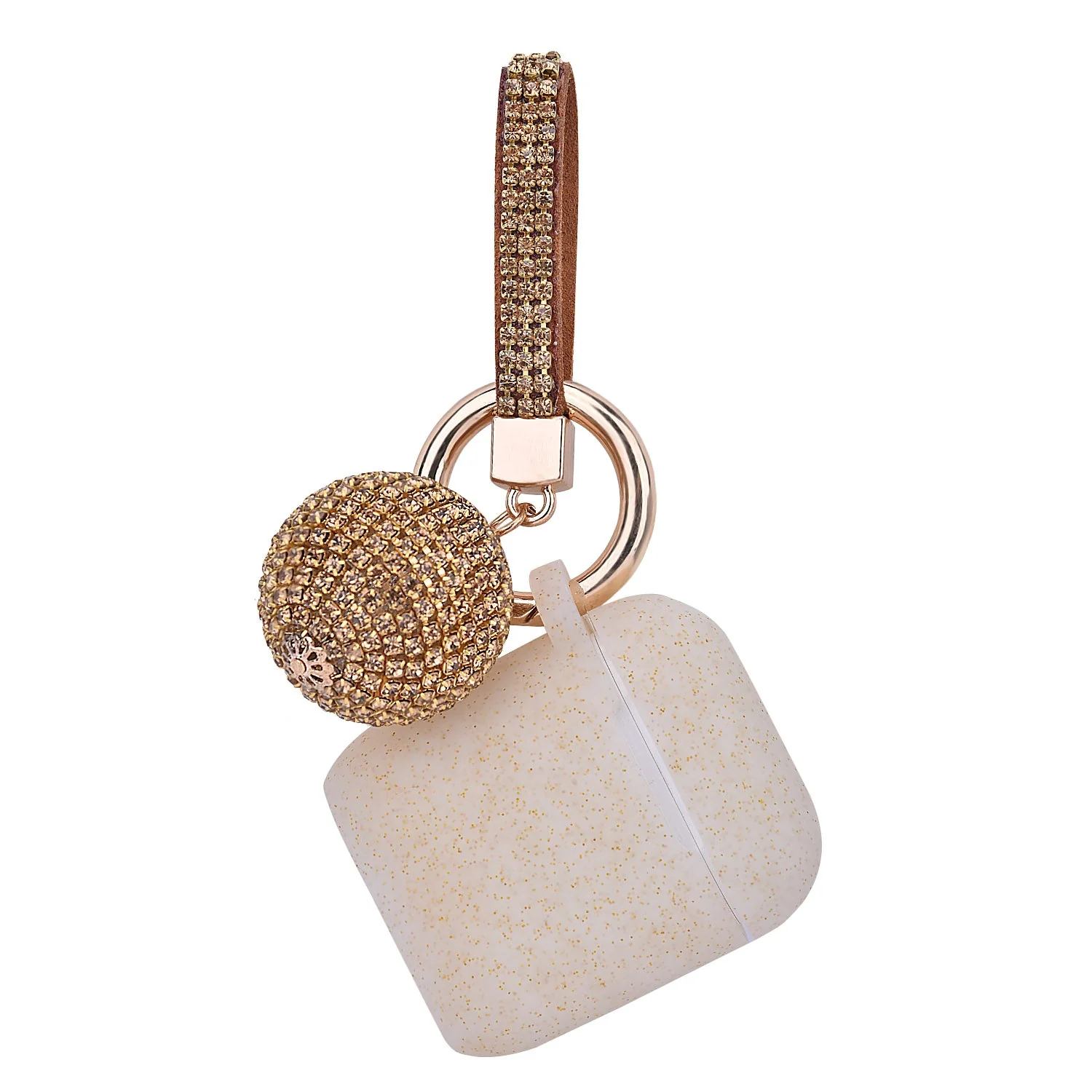 Fashion Case Protector With Decorative Bling Strap and Ball Compatible For Use With Apple AirPods® - Image 6