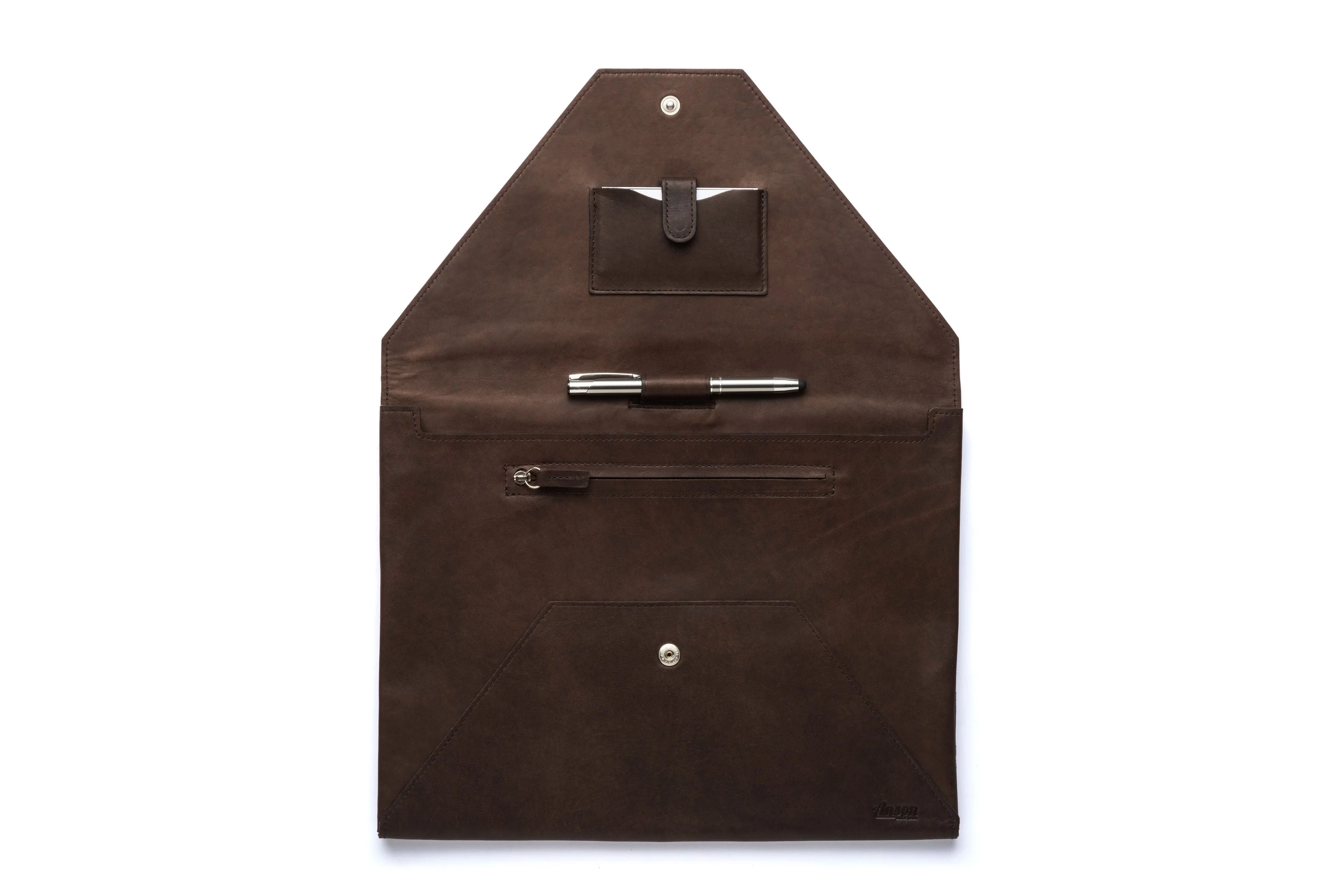 Leather Document Envelope In Brown Or Black - Image 14
