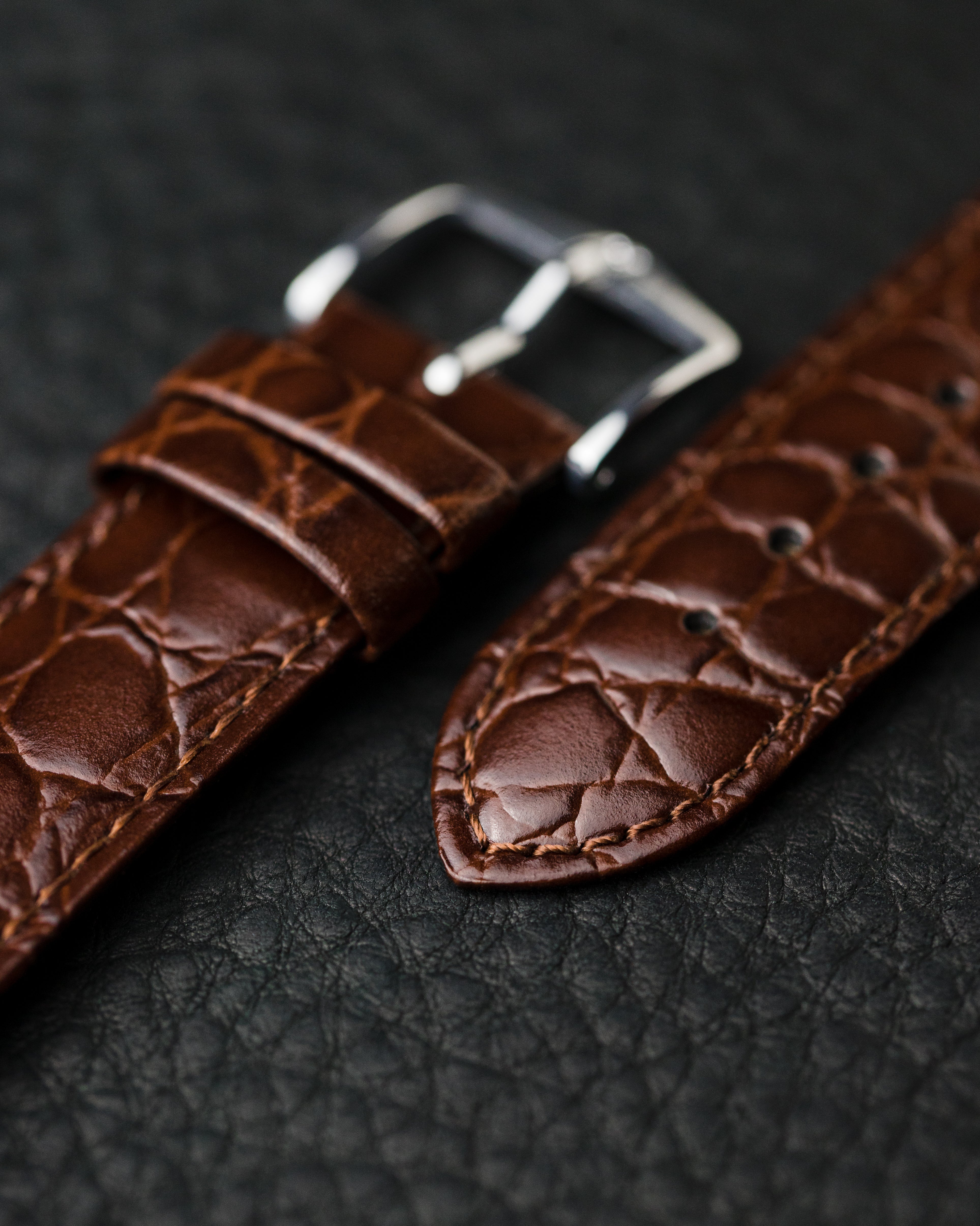 Ladies HIRSCH CROCOGRAIN Crocodile Embossed Shiny Calfskin Watch Strap 1230 28 - Image 17