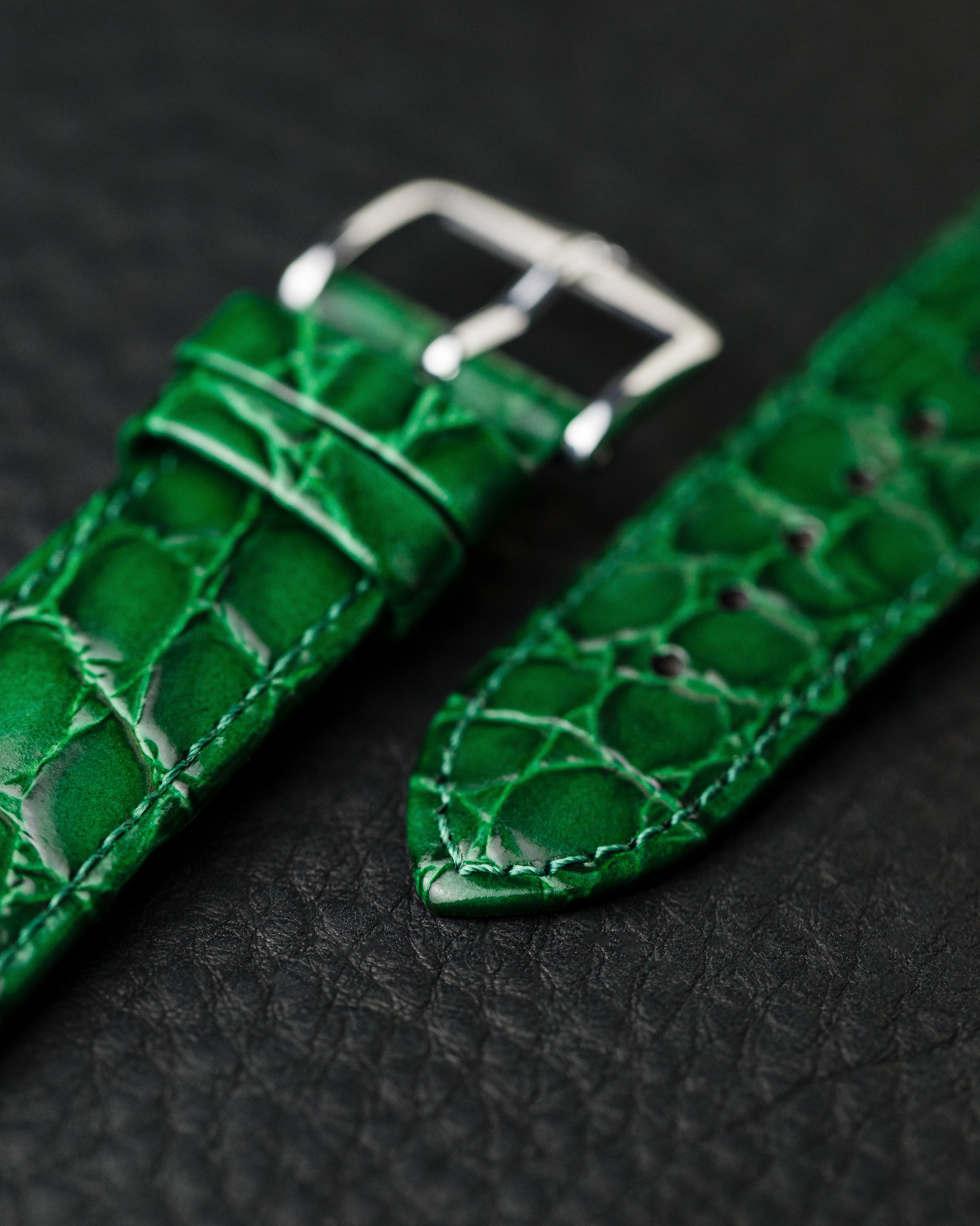 Ladies HIRSCH CROCOGRAIN Crocodile Embossed Shiny Calfskin Watch Strap 1230 28 - Image 18