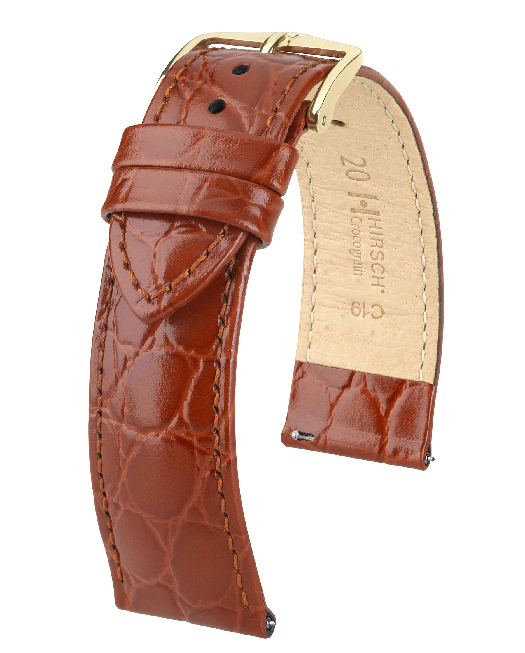 Ladies HIRSCH CROCOGRAIN Crocodile Embossed Shiny Calfskin Watch Strap 1230 28 - Image 3