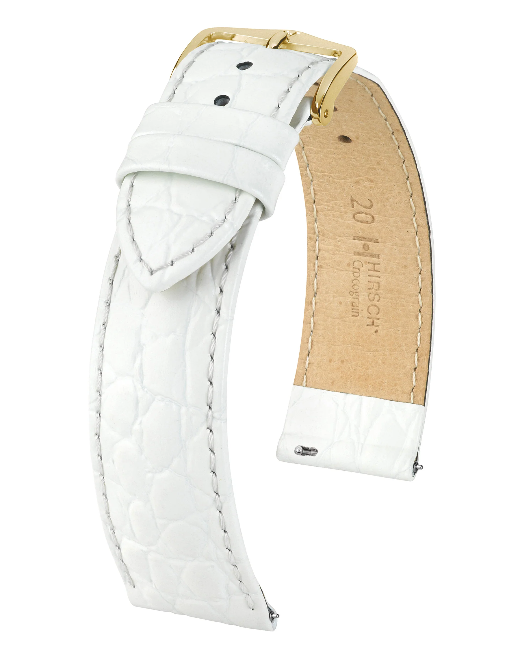 Ladies HIRSCH CROCOGRAIN Crocodile Embossed Shiny Calfskin Watch Strap 1230 28 - Image 5
