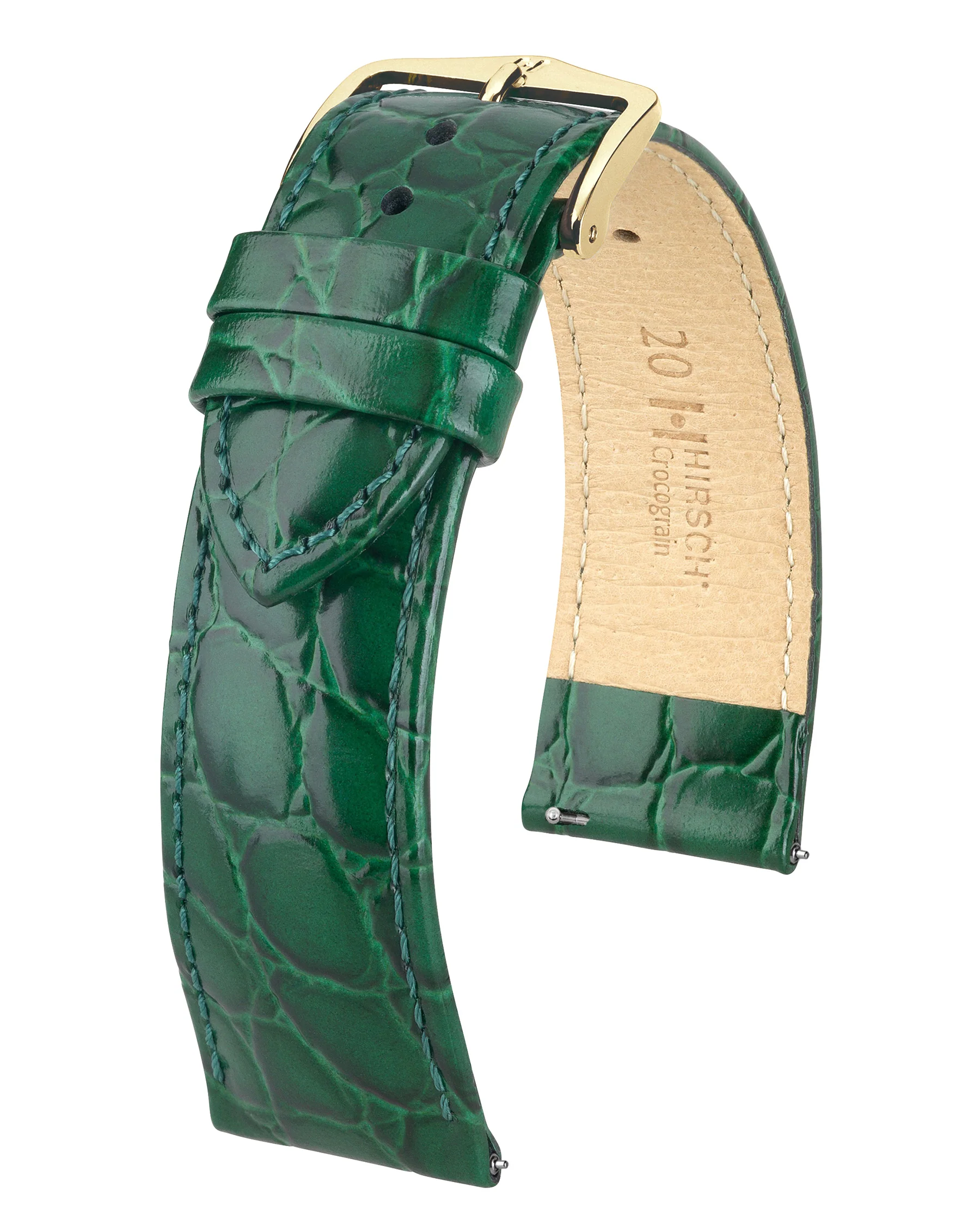 Ladies HIRSCH CROCOGRAIN Crocodile Embossed Shiny Calfskin Watch Strap 1230 28 - Image 6