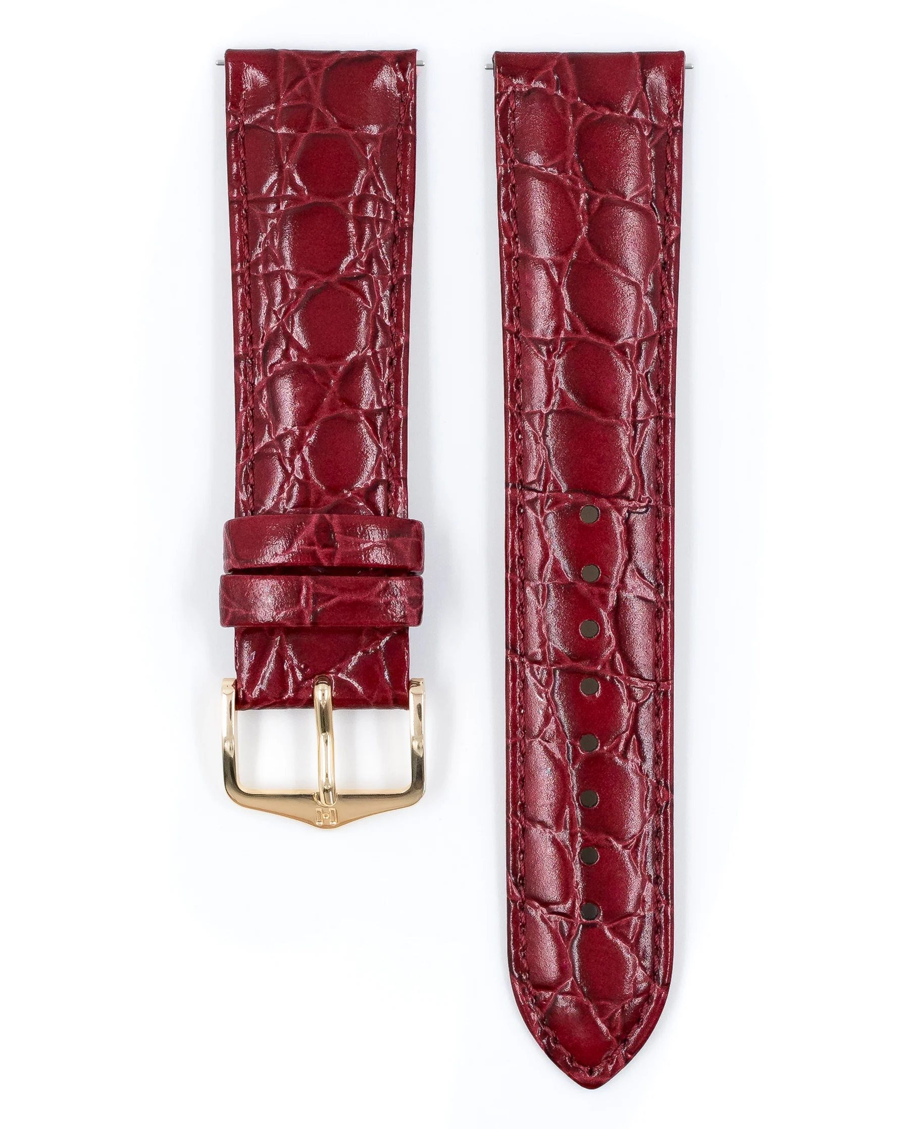 Ladies HIRSCH CROCOGRAIN Crocodile Embossed Shiny Calfskin Watch Strap 1230 28 - Image 11