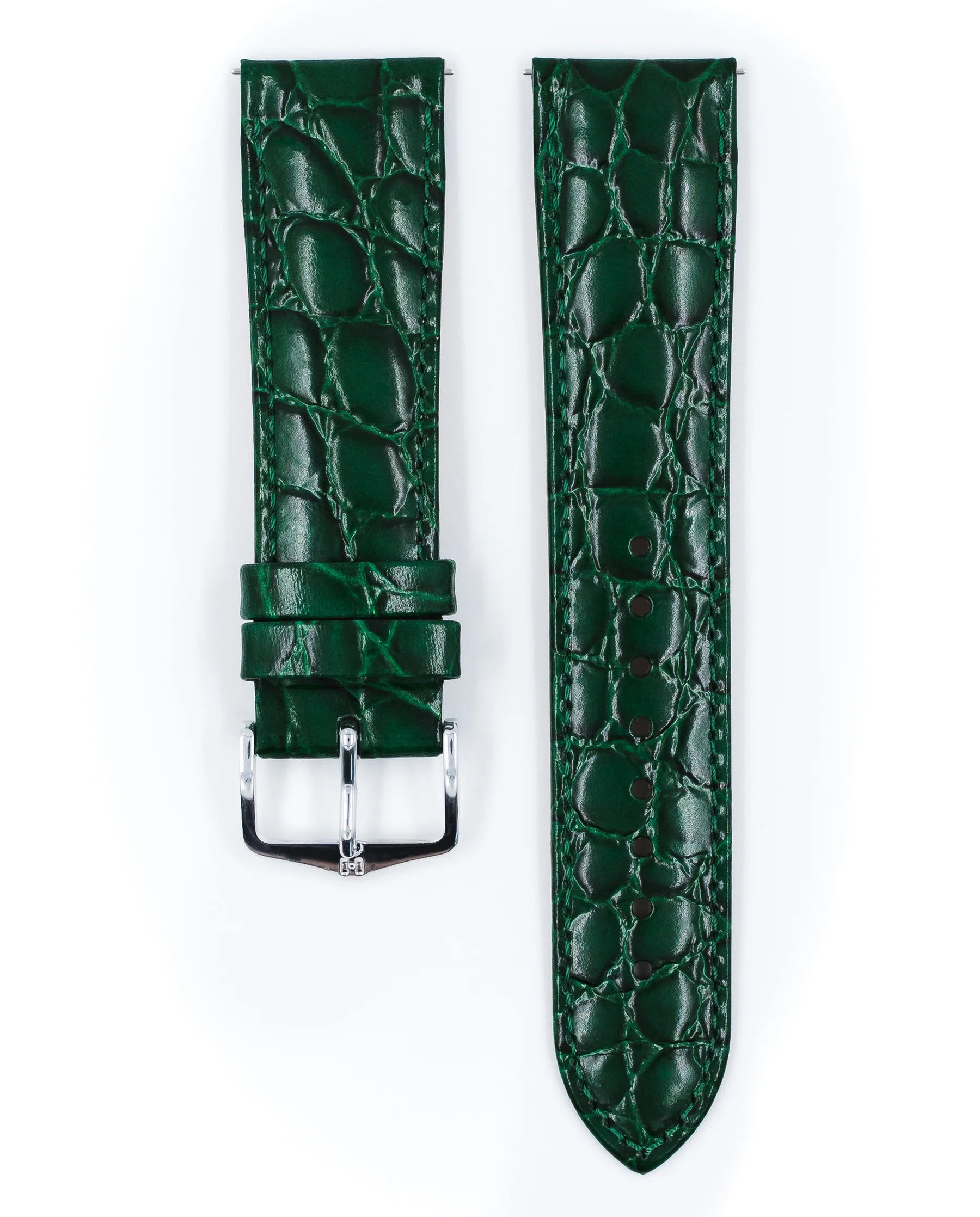 Ladies HIRSCH CROCOGRAIN Crocodile Embossed Shiny Calfskin Watch Strap 1230 28 - Image 13