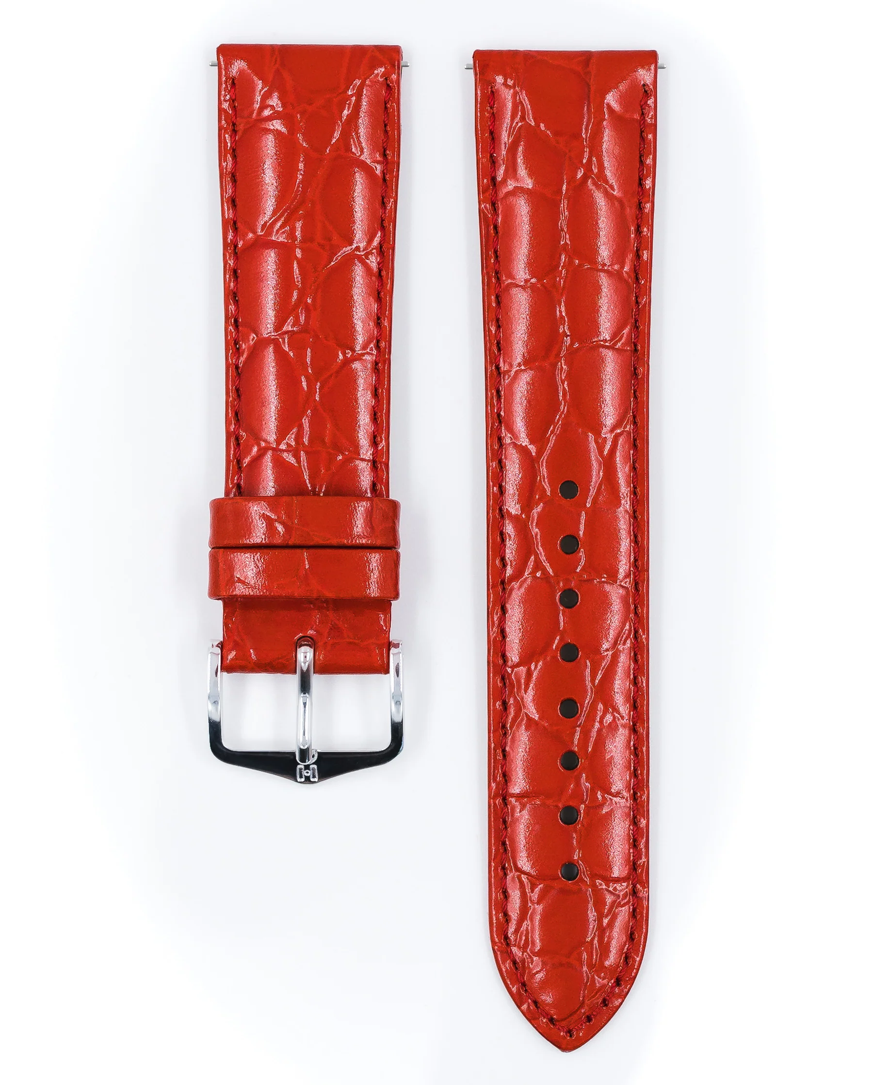 Ladies HIRSCH CROCOGRAIN Crocodile Embossed Shiny Calfskin Watch Strap 1230 28 - Image 14
