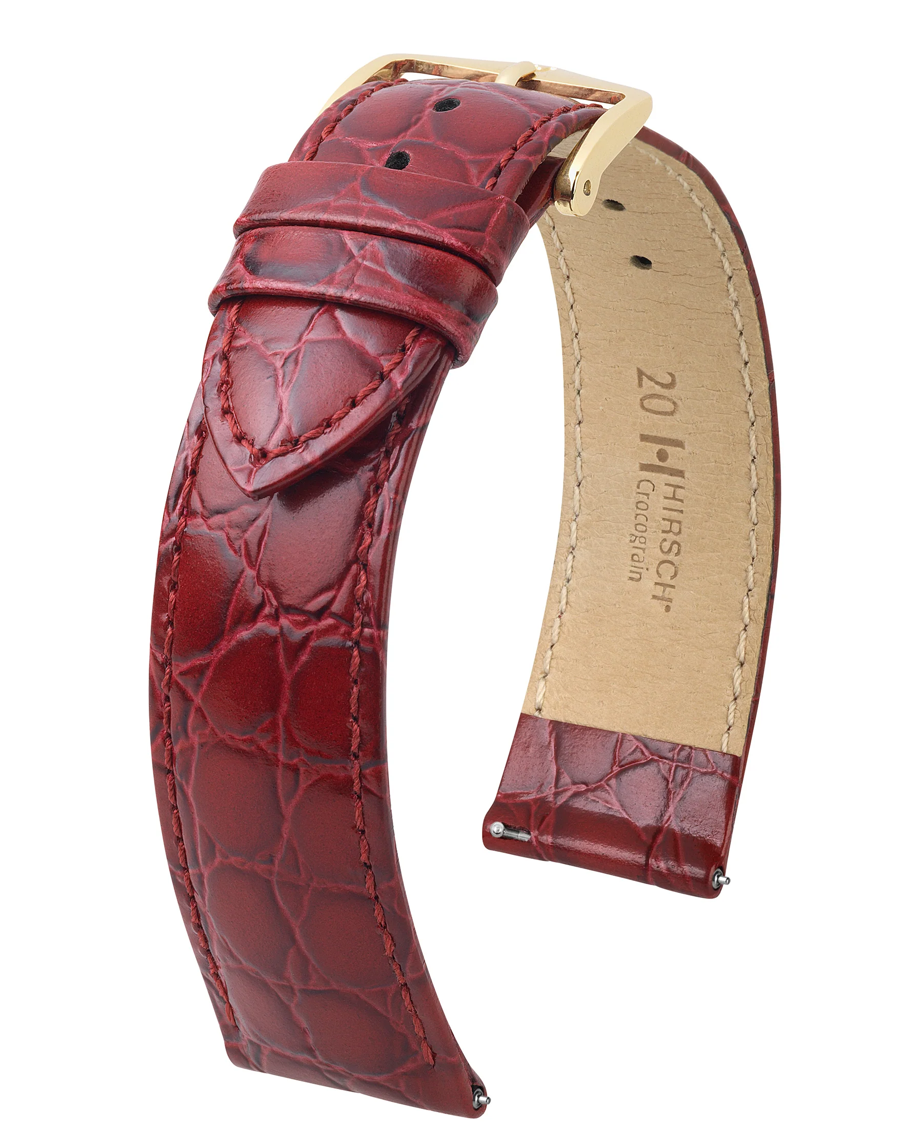 Ladies HIRSCH CROCOGRAIN Crocodile Embossed Shiny Calfskin Watch Strap 1230 28 - Image 4
