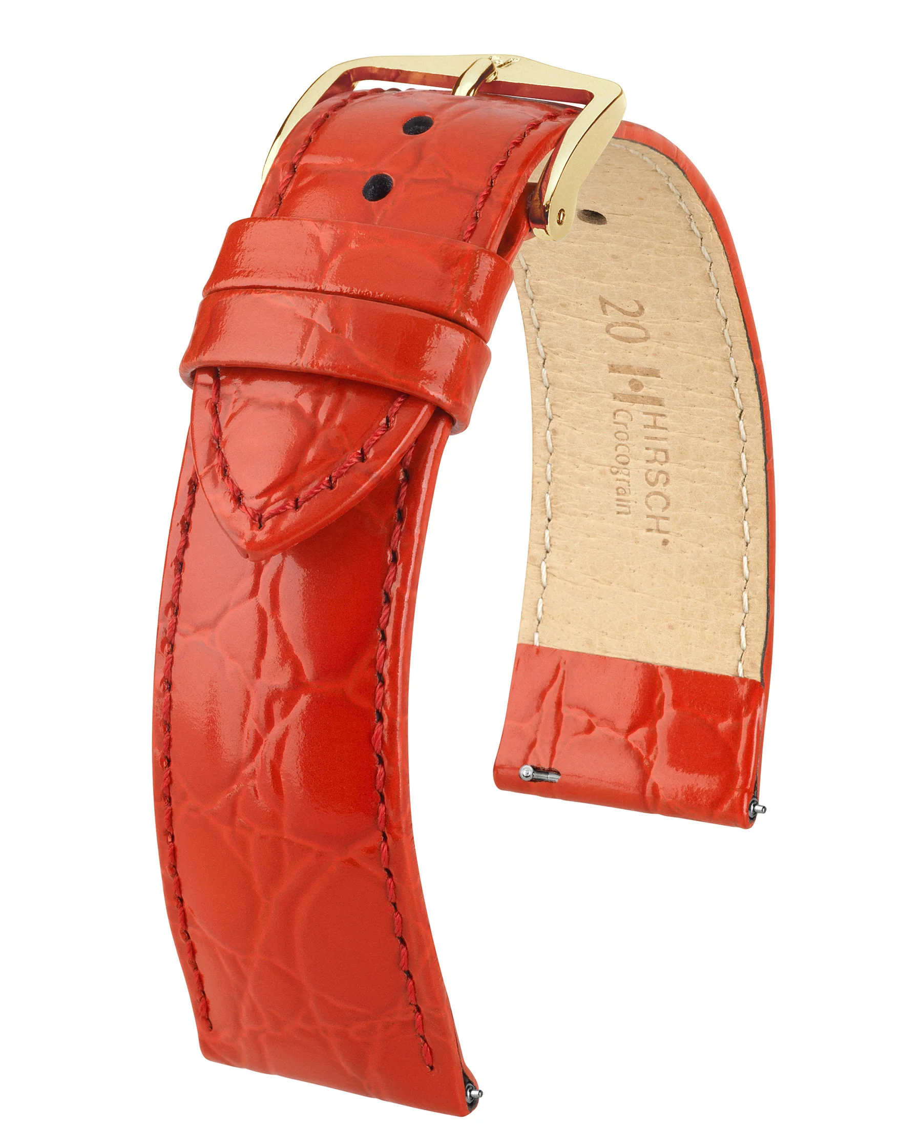 Ladies HIRSCH CROCOGRAIN Crocodile Embossed Shiny Calfskin Watch Strap 1230 28 - Image 7