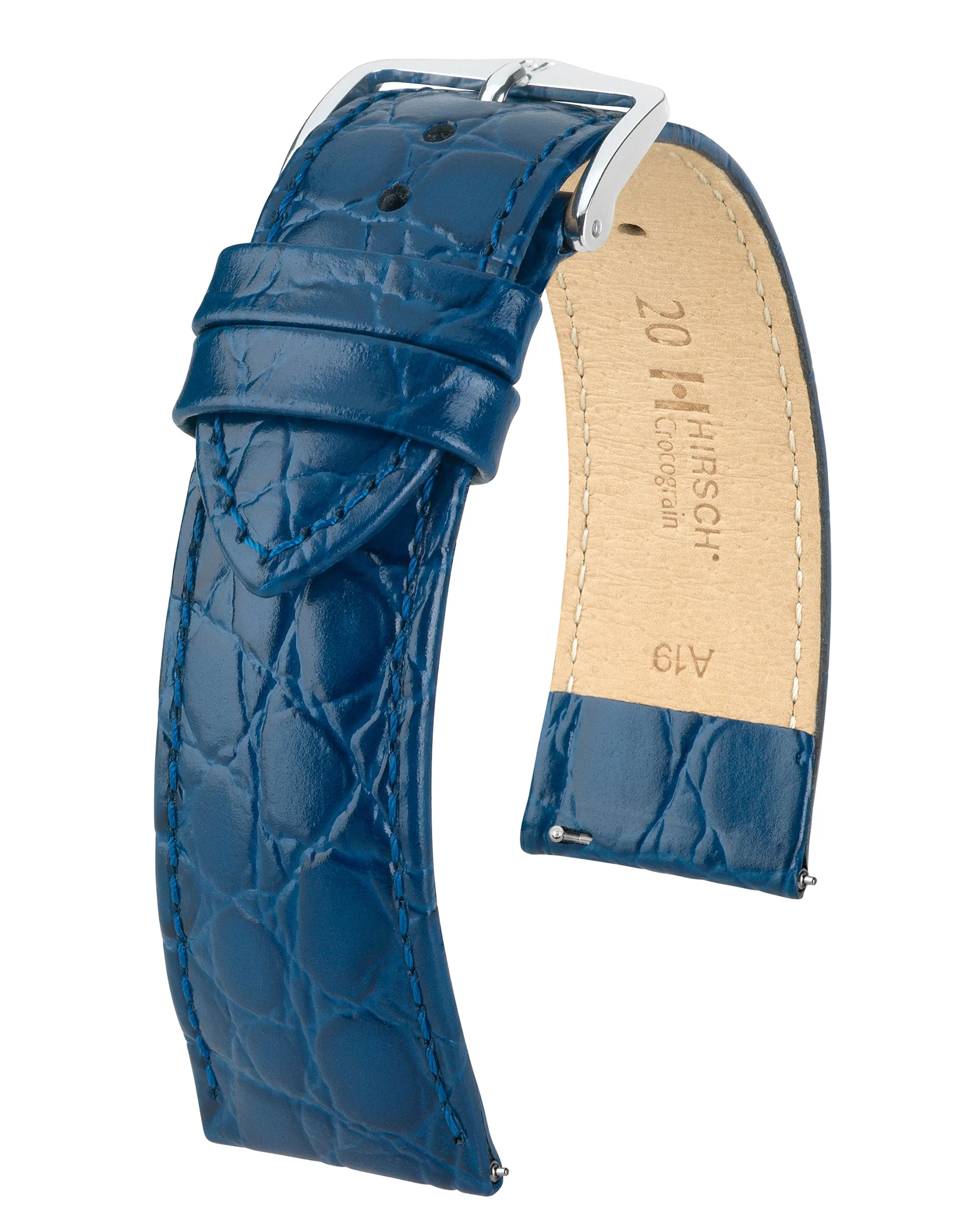 Ladies HIRSCH CROCOGRAIN Crocodile Embossed Shiny Calfskin Watch Strap 1230 28 - Image 8