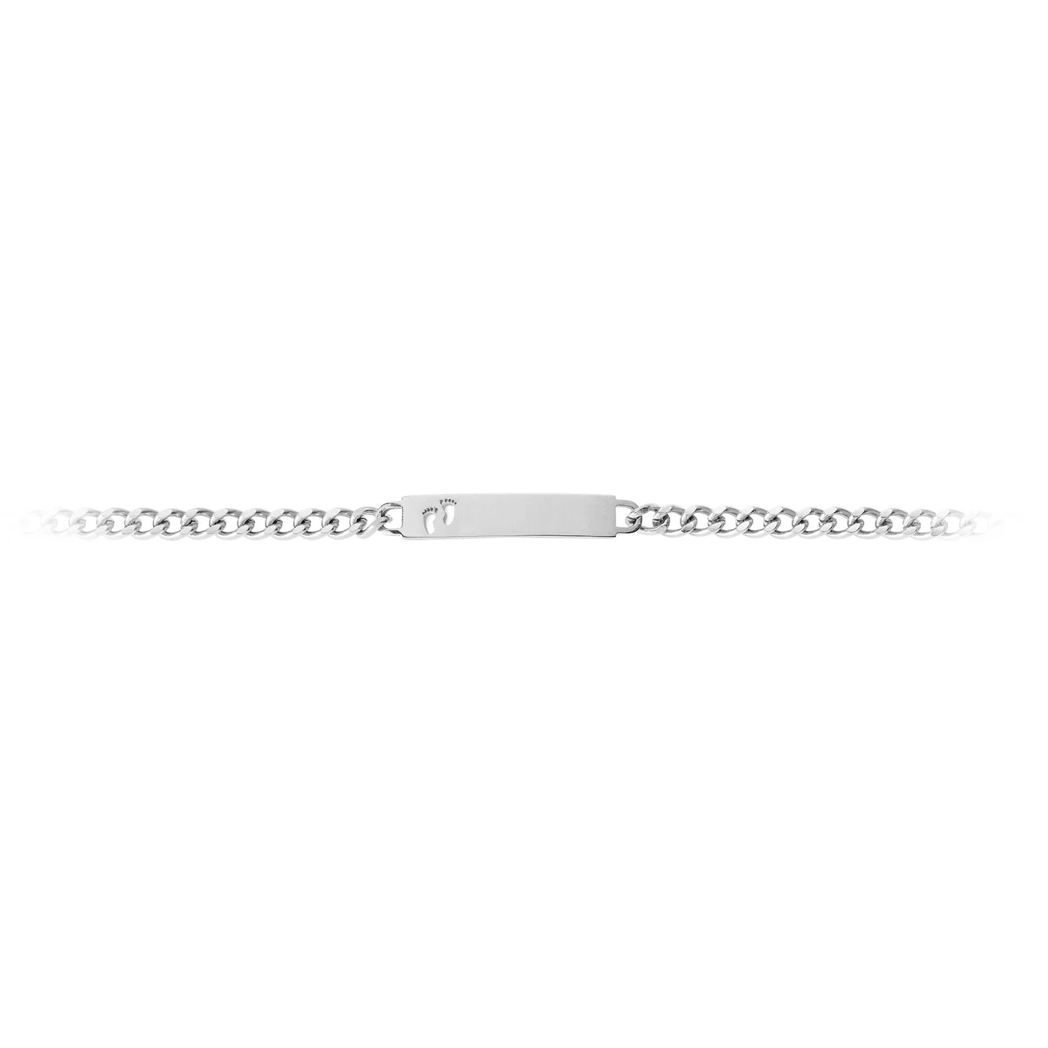 Ladies ID Bracelet with Pierced Footprints Cutout - Image 2