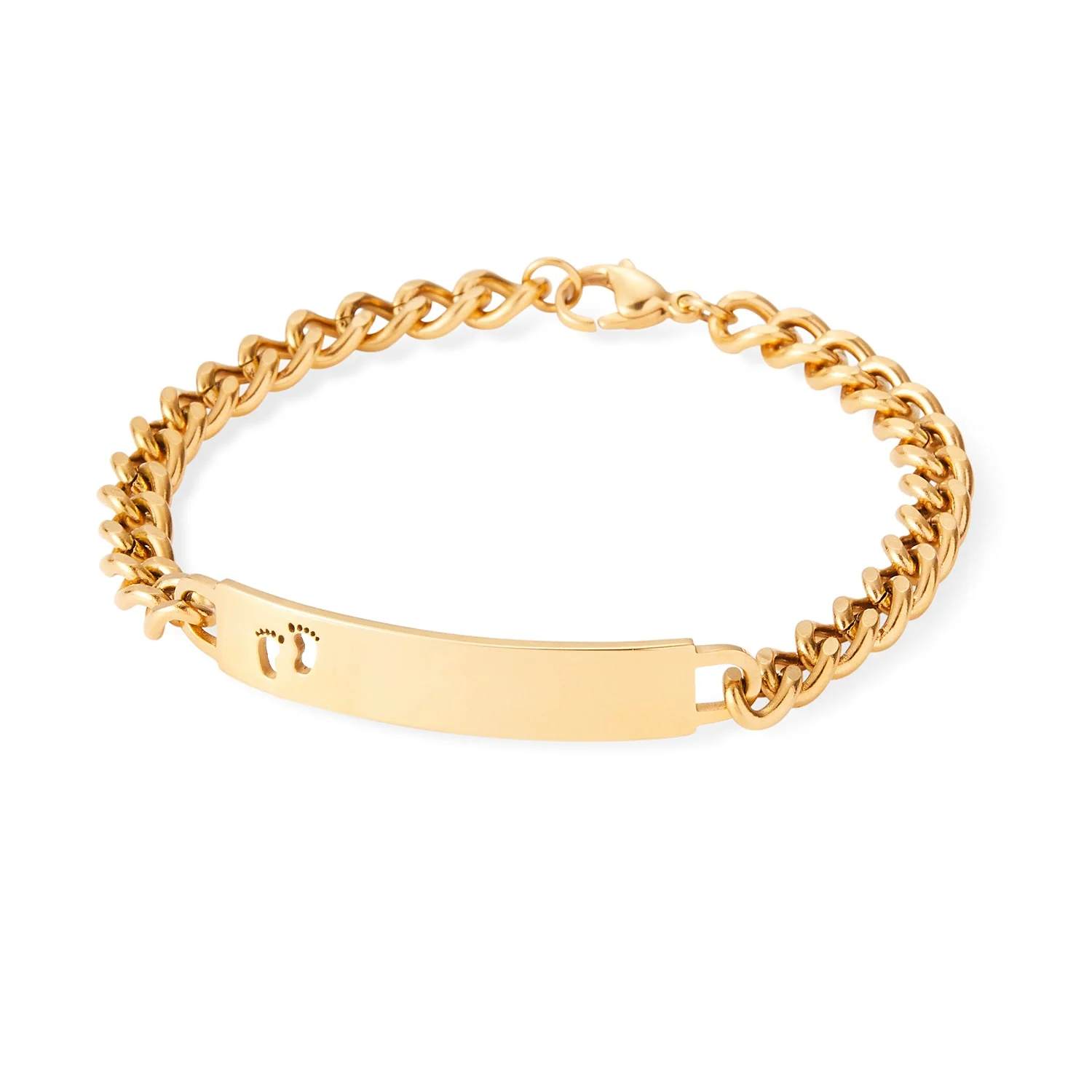 Ladies ID Bracelet with Pierced Footprints Cutout - Image 3