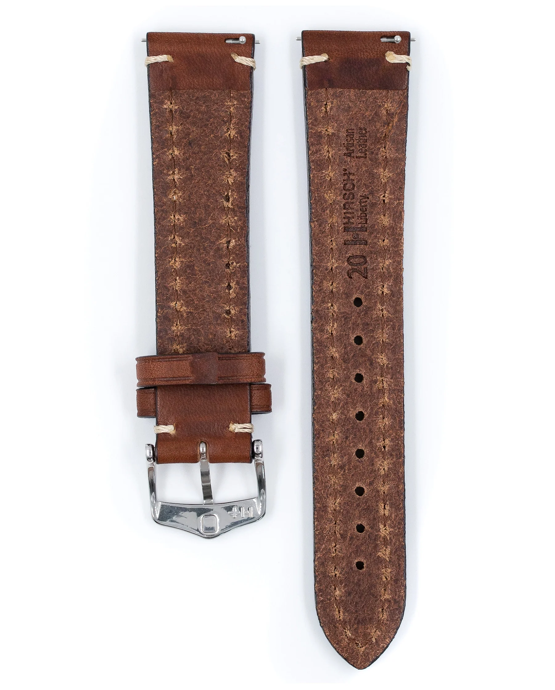 Long HIRSCH LIBERTY Saddle Leather Watch Band 1092 02 - Image 6