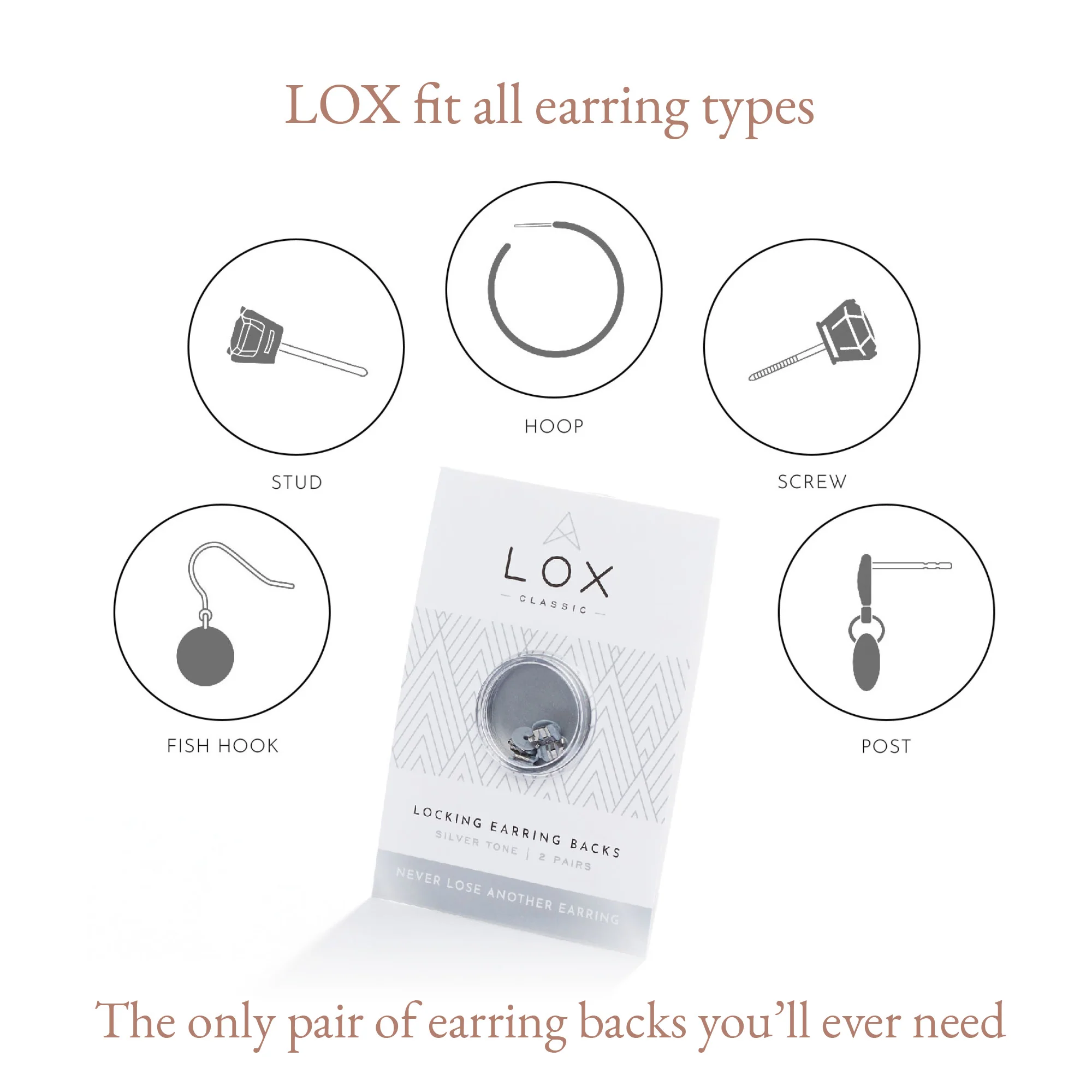 Lox 2 Pair English Earring Backs Silver and Gold (12pk) - Image 12