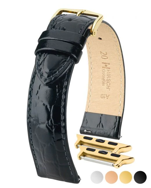 Men's HIRSCH CROCOGRAIN Crocodile Embossed Shiny Calfskin Watch Strap 1232 28 - Image 10
