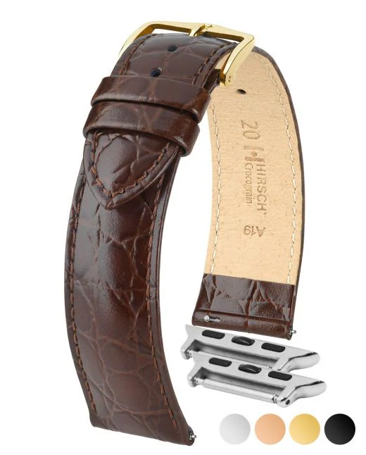 Men's HIRSCH CROCOGRAIN Crocodile Embossed Shiny Calfskin Watch Strap 1232 28 - Image 11