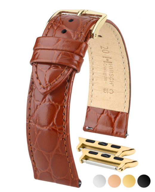 Men's HIRSCH CROCOGRAIN Crocodile Embossed Shiny Calfskin Watch Strap 1232 28 - Image 12