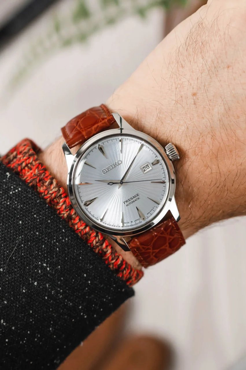 Men's HIRSCH CROCOGRAIN Crocodile Embossed Shiny Calfskin Watch Strap 1232 28 - Image 15
